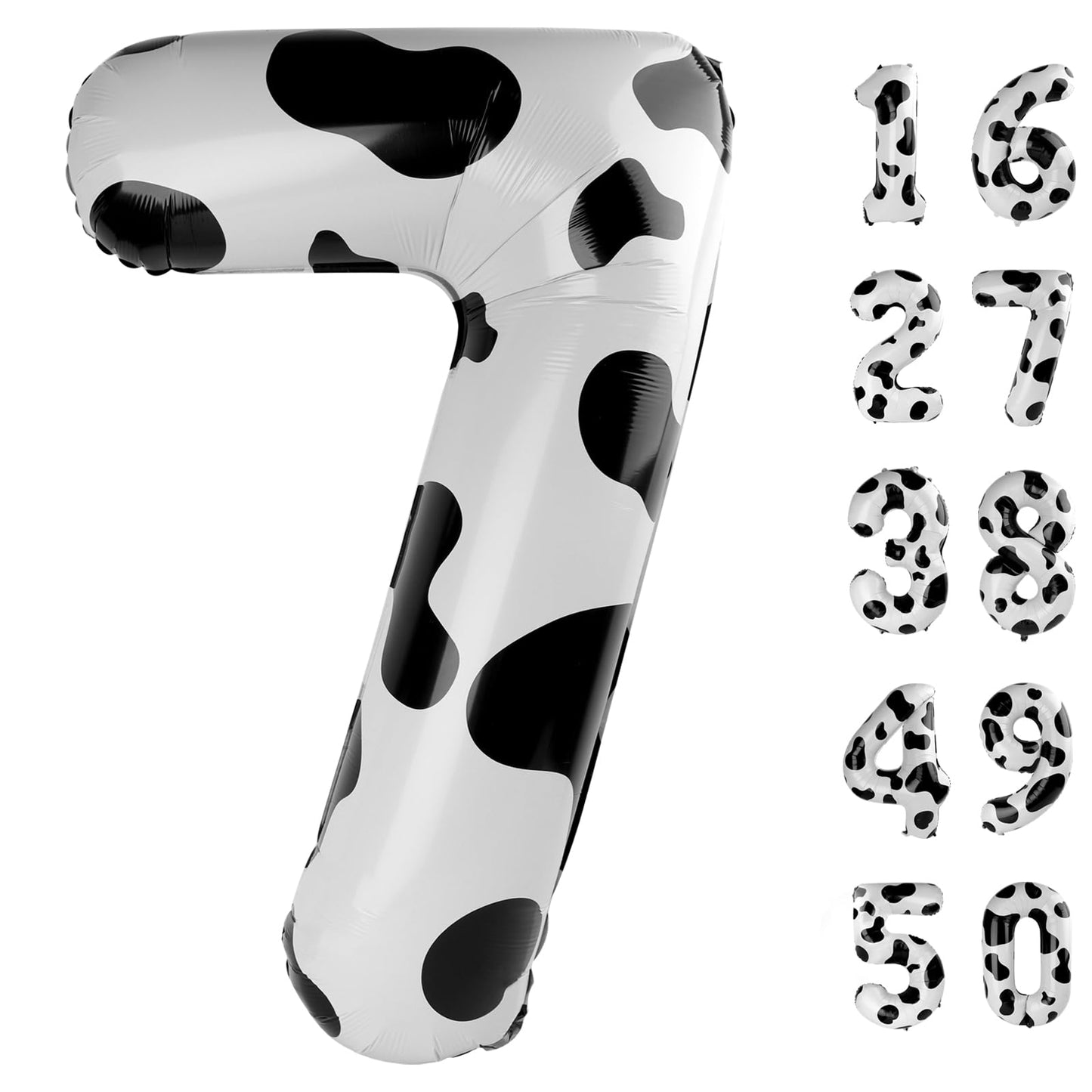 Kelfuoya 40-Inch Cow Print Number 7 Balloon | Jumbo Mylar Birthday & Anniversary Decor