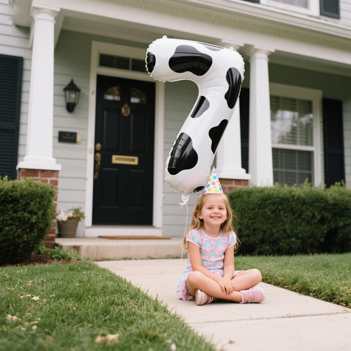 Kelfuoya 40-Inch Cow Print Number 7 Balloon | Jumbo Mylar Birthday & Anniversary Decor