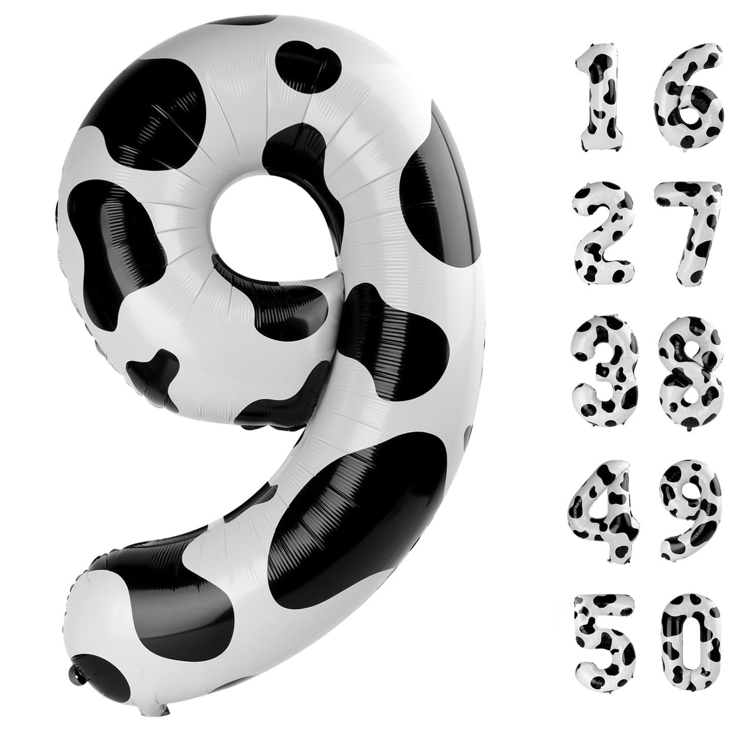 Kelfuoya 40-Inch Cow Print Number 9 Balloon – Jumbo Mylar Foil Balloon for Birthday, Anniversary & Milestones