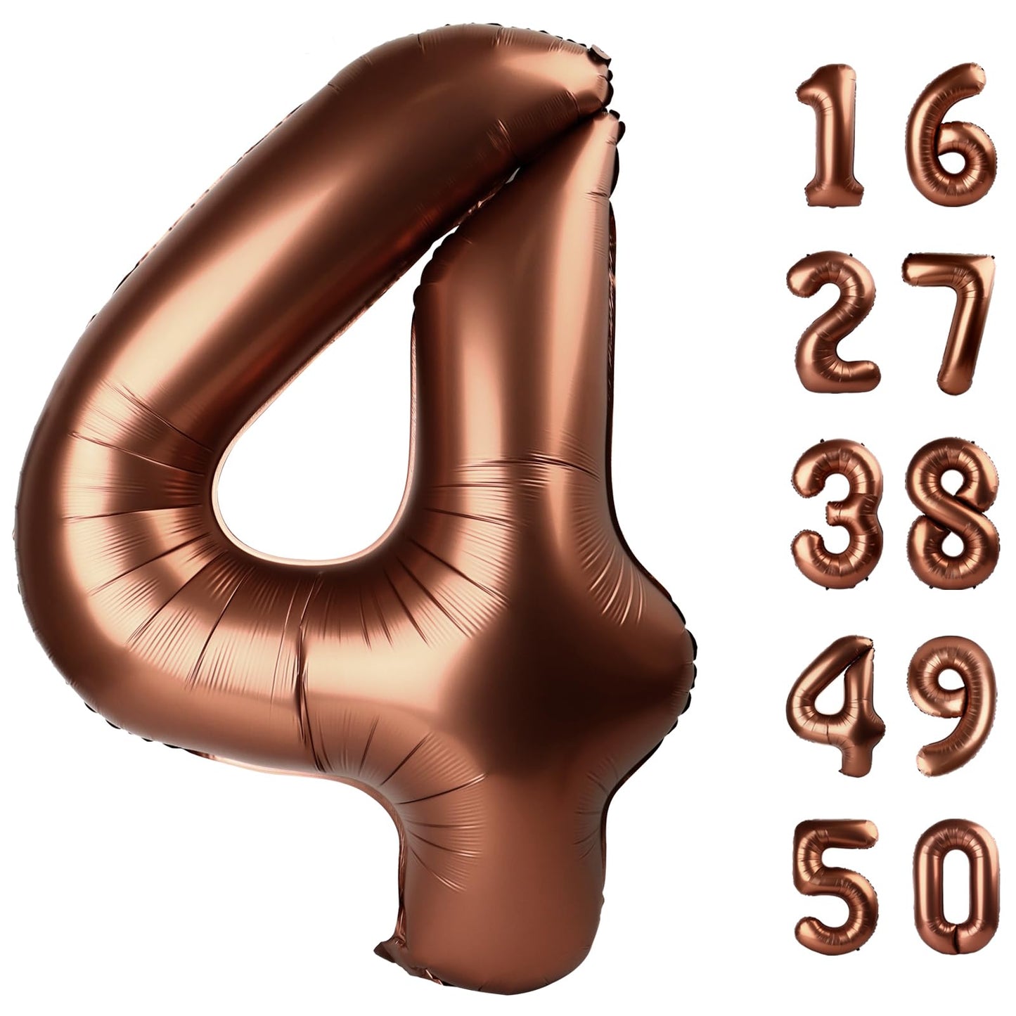 Kelfuoya 40-Inch Dark Brown 4 Balloon – Giant Mylar Number Balloons for Birthdays & Anniversaries