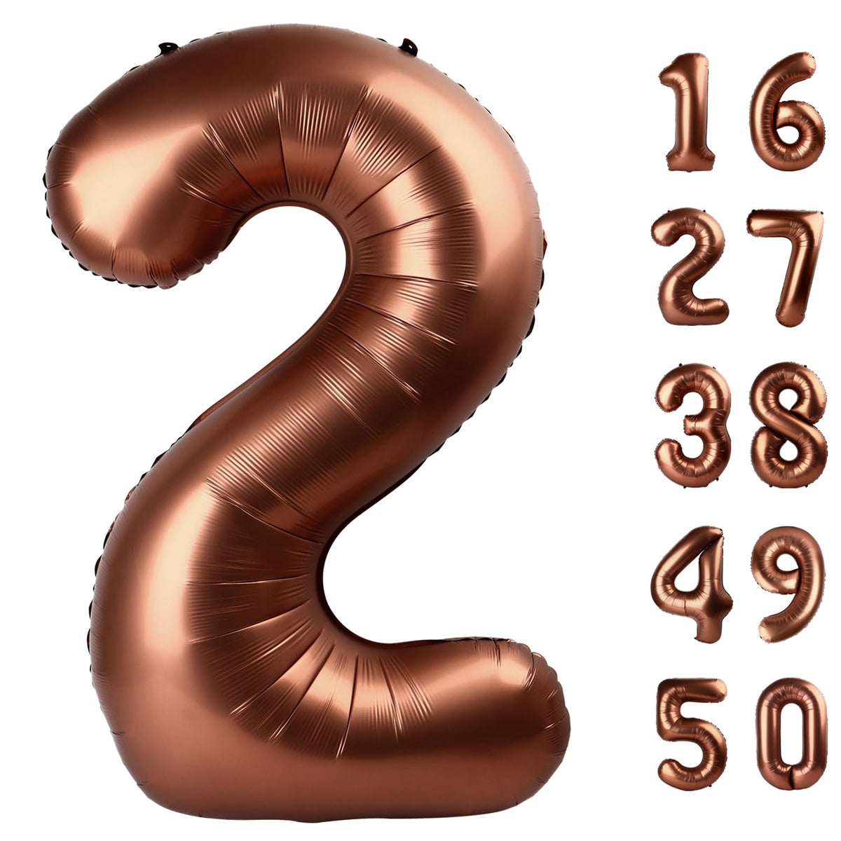 Kelfuoya 40-Inch Dark Brown Number 2 Foil Balloon – Jumbo Party Decor for 12th Birthday, Anniversary & Weddings
