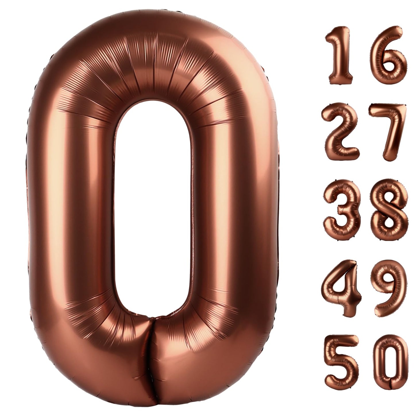 Kelfuoya 40-Inch Dark Brown Number 0 Balloon | Foil Mylar Birthday & Anniversary Decor