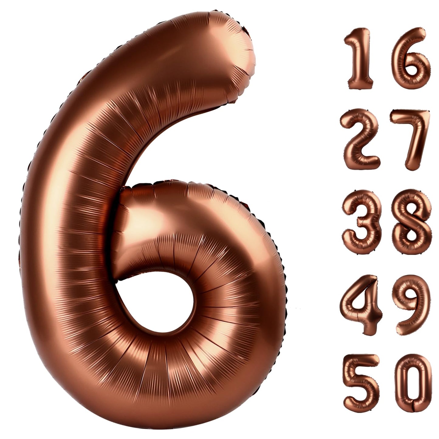 Kelfuoya 40 Inch Dark Brown Number 6 Foil Mylar Balloon – Large 6 Balloon for Birthdays, Anniversaries & Event Decor