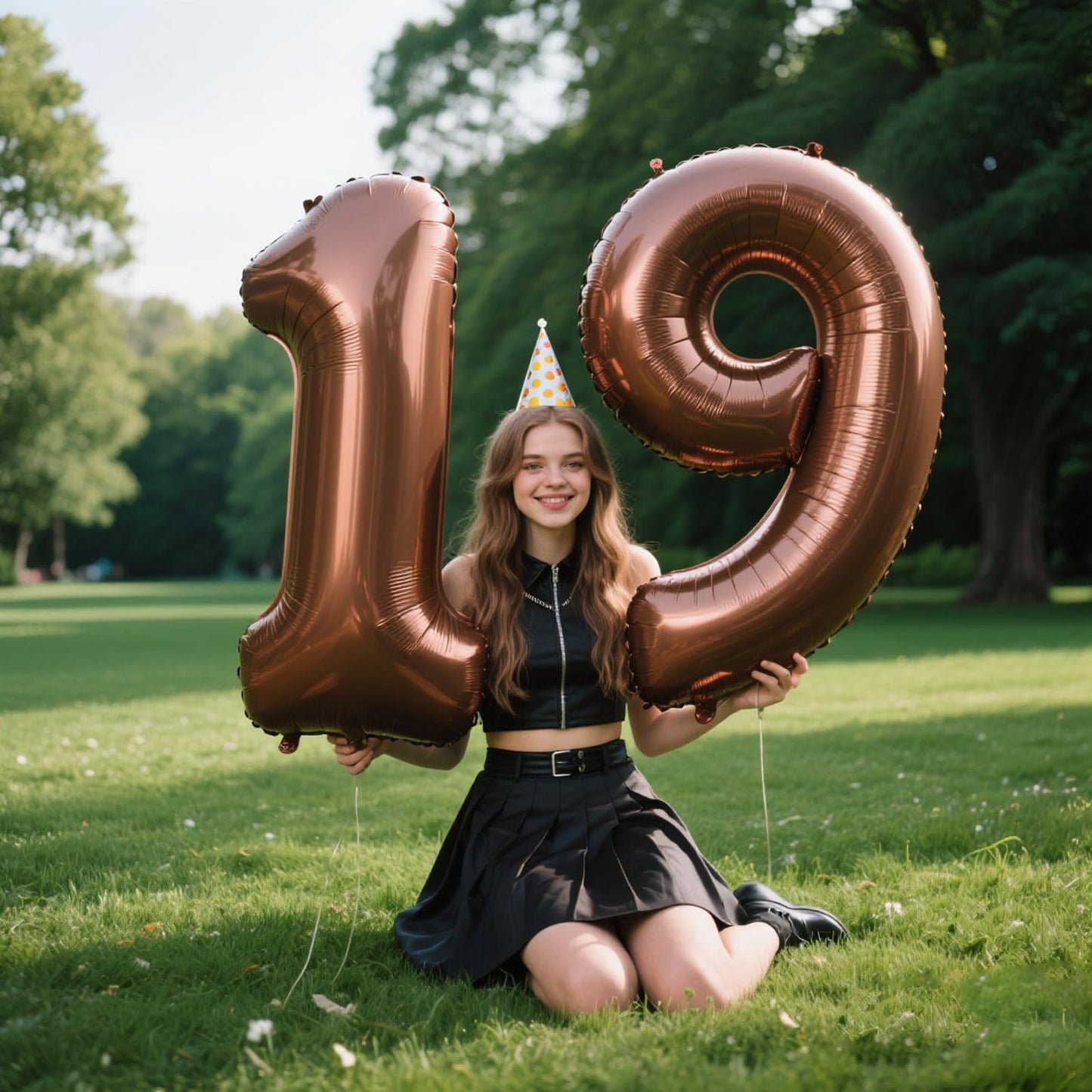 Kelfuoya 40-Inch Dark Brown Number 19 Balloon – Jumbo Mylar Foil Helium Balloon for 19th Birthday or Anniversary