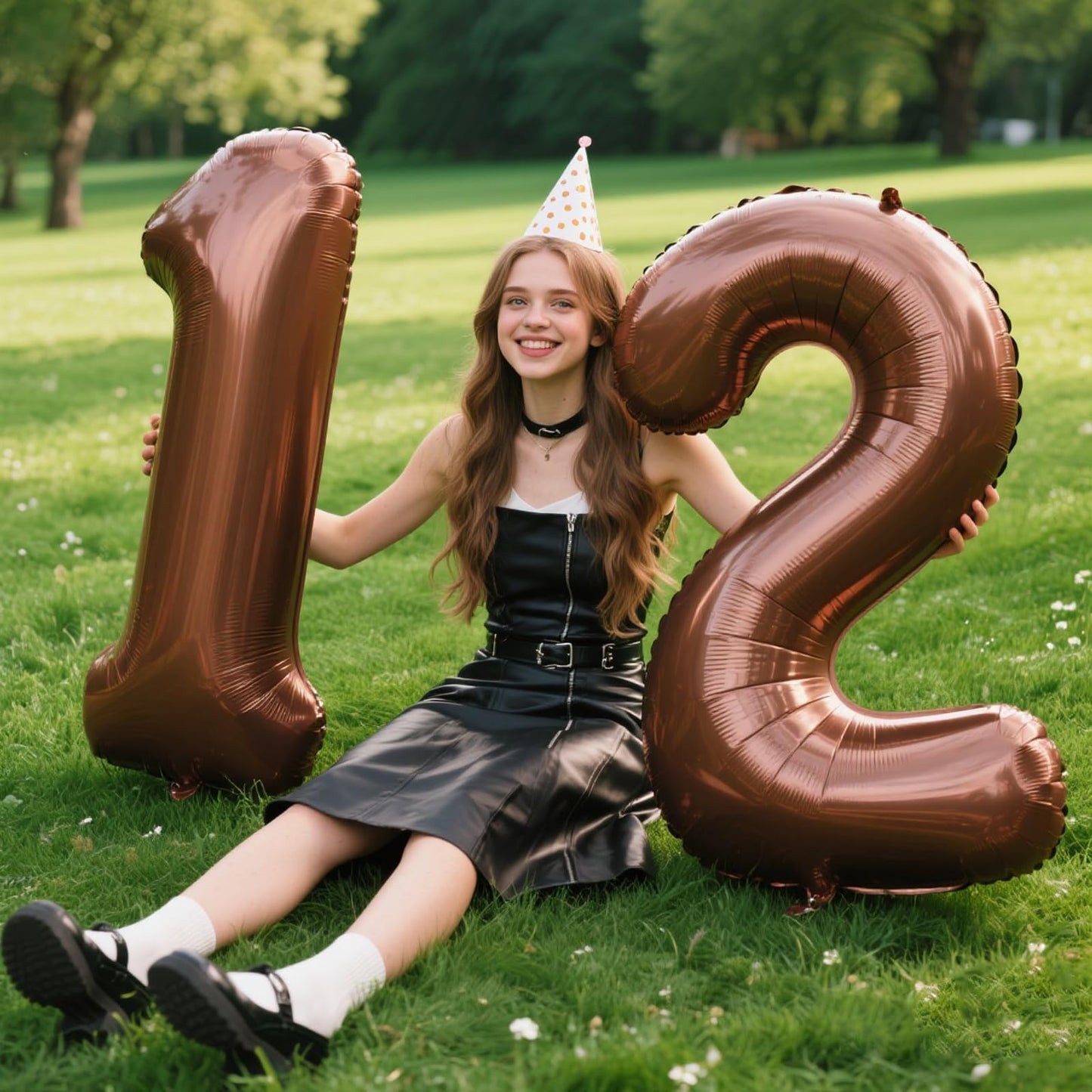 Kelfuoya 40 Inch Dark Brown Number 12 Balloon – Jumbo Mylar Foil Helium Balloon for 12th Birthday & Anniversary
