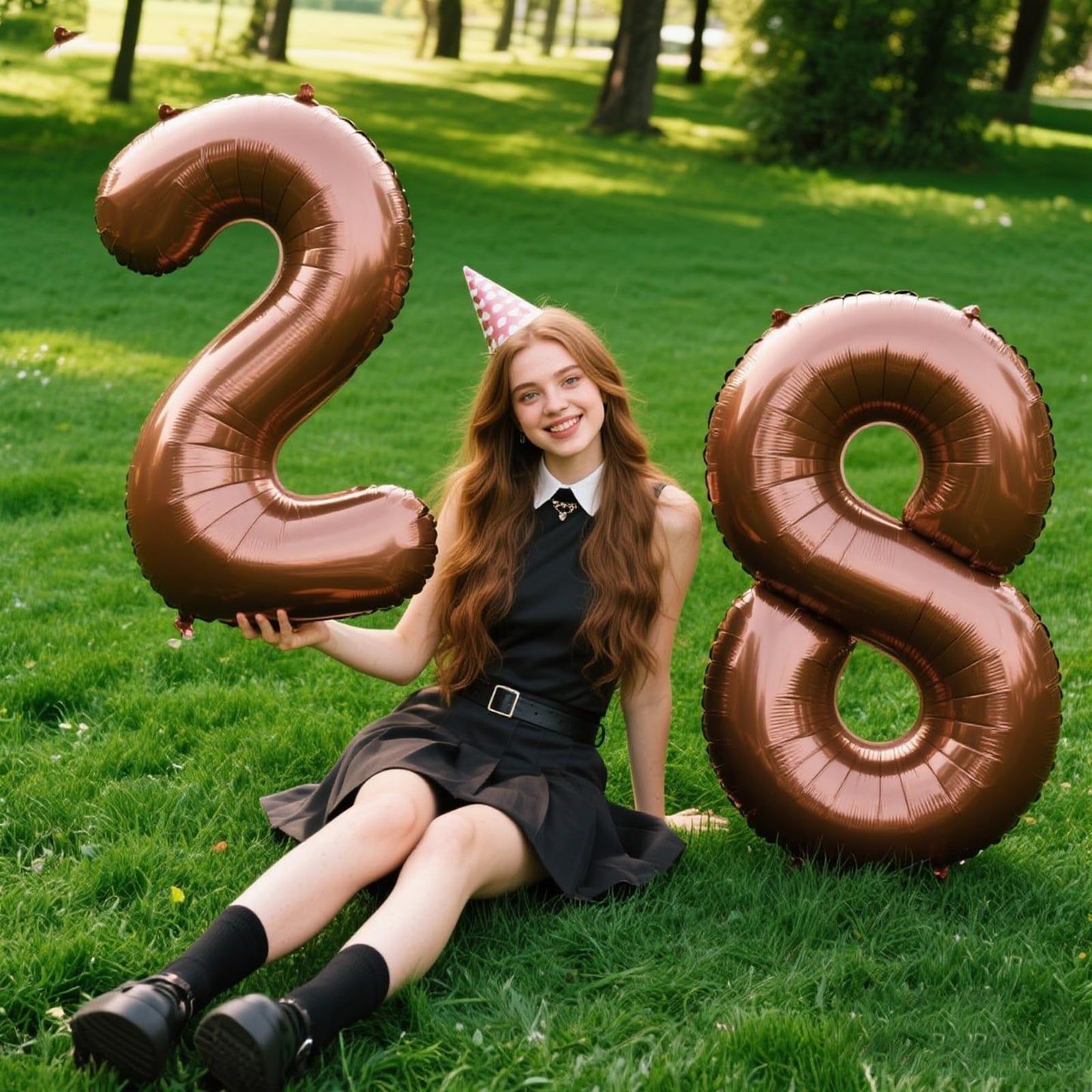 Kelfuoya 40 Inch Dark Brown Number 28 Mylar Foil Balloon – Jumbo 28th Birthday & Anniversary Decor
