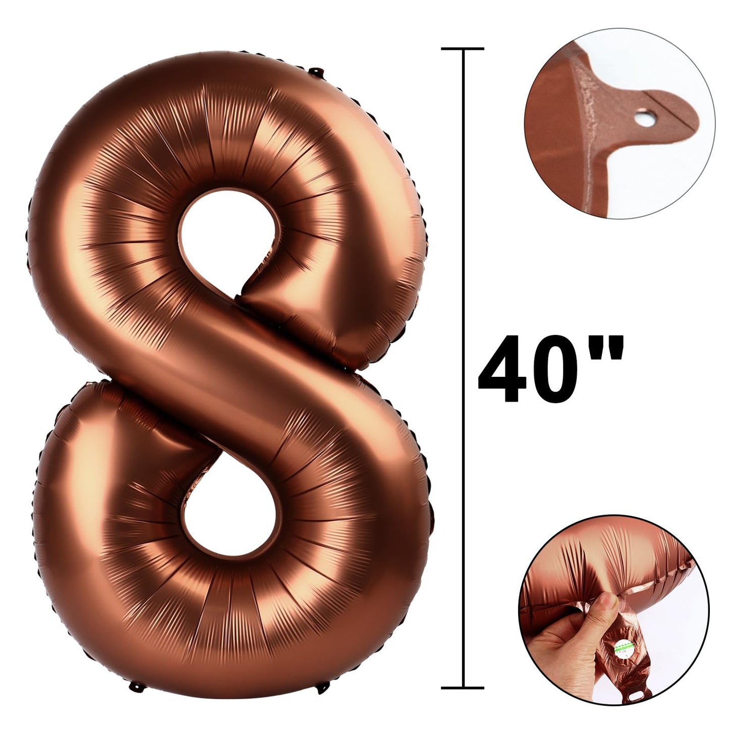 Kelfuoya 40 Inch Dark Brown Number 28 Mylar Foil Balloon – Jumbo 28th Birthday & Anniversary Decor