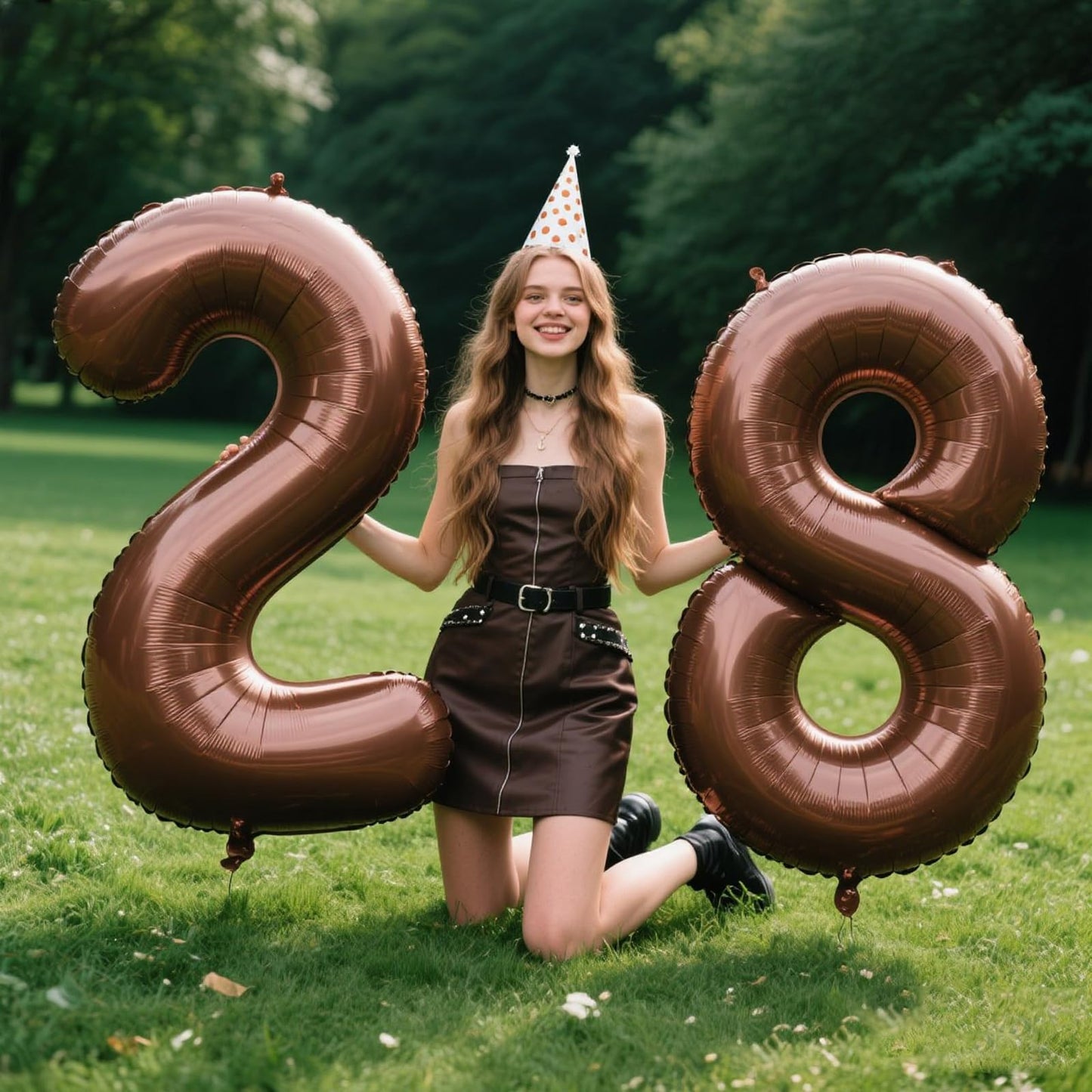 Kelfuoya 40 Inch Dark Brown Number 28 Mylar Foil Balloon – Jumbo 28th Birthday & Anniversary Decor