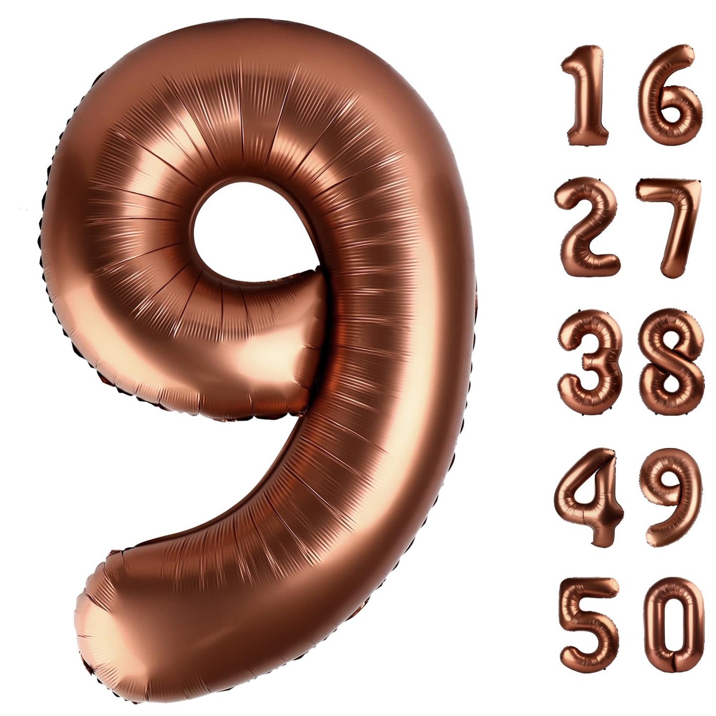 Kelfuoya 40-Inch Dark Brown Number 9 Balloon | Jumbo Mylar Foil for Birthdays & Anniversaries