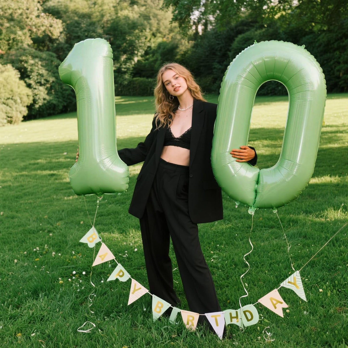 Kelfuoya 40-Inch Olive Green Number 0 Balloon — Jumbo Mylar Foil Helium Balloon for Birthdays & Anniversaries