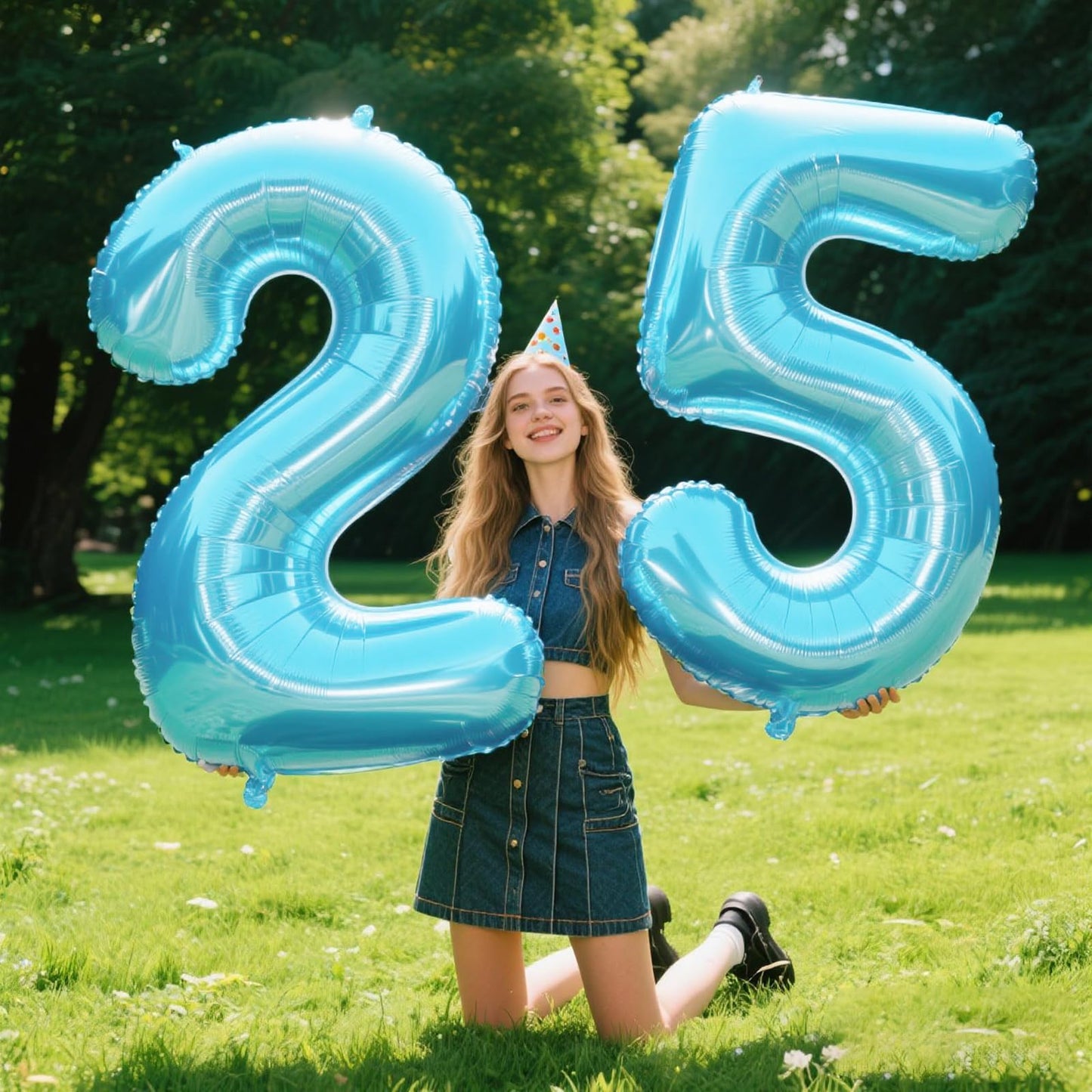 Kelfuoya 40-Inch Light Blue Number 25 Balloon – Jumbo Mylar Foil Digital Balloon for Birthday & Anniversary Parties