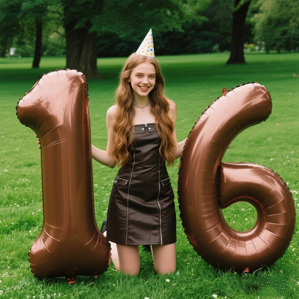 Kelfuoya 40-Inch Dark Brown Number 16 Balloon | Jumbo Mylar Foil Helium Balloon for 16th Birthday & Anniversary