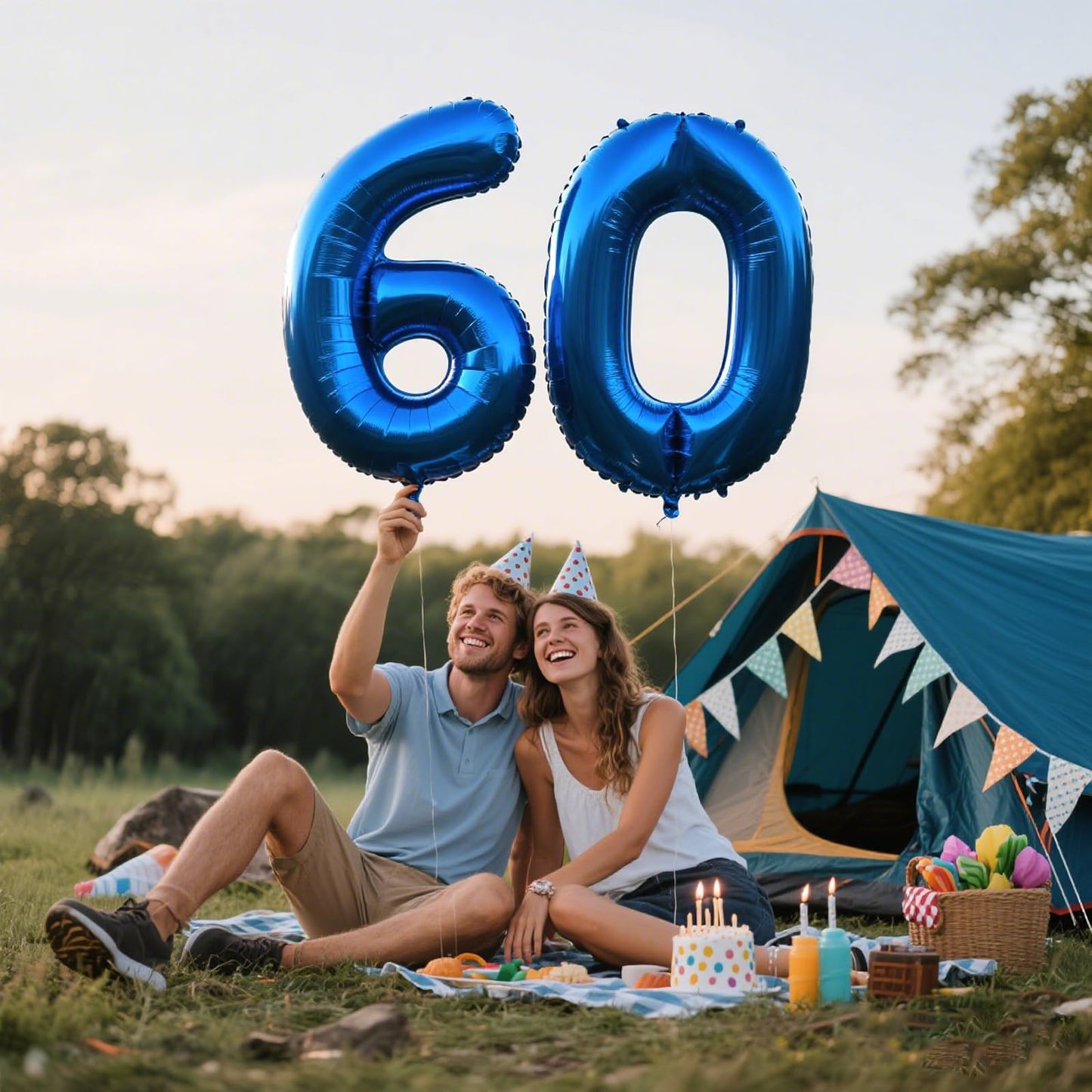 Kelfuoya 40-Inch Navy Blue Number 60 Balloon – Jumbo Mylar Foil Backdrop for 60th Birthday & Anniversary