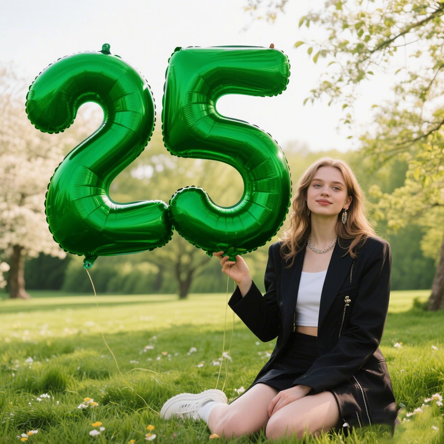 Kelfuoya 40-Inch Green Number 25 Balloon – Jumbo Mylar Foil Helium Balloon for Birthdays & Anniversaries