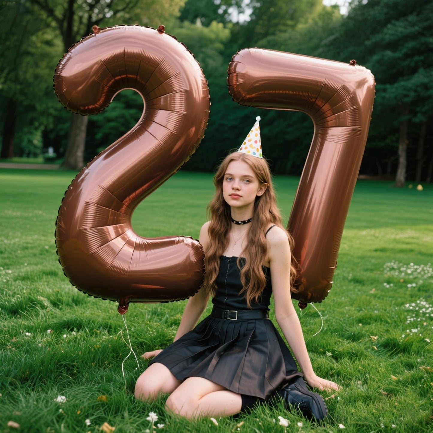 Kelfuoya 40-Inch Dark Brown 27 Number Balloon – Jumbo Mylar Foil Birthday and Anniversary Decor