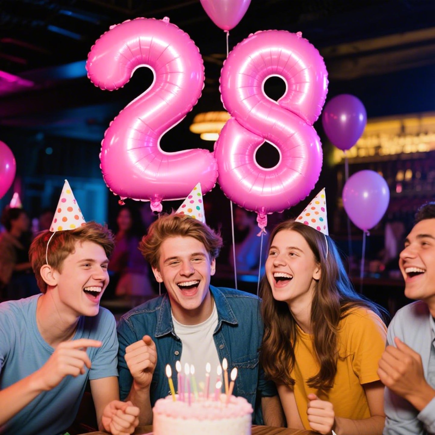 Kelfuoya 40 Inch Pink Number 28 Digital Balloon – Jumbo Mylar Foil Balloon for Birthdays & Anniversaries