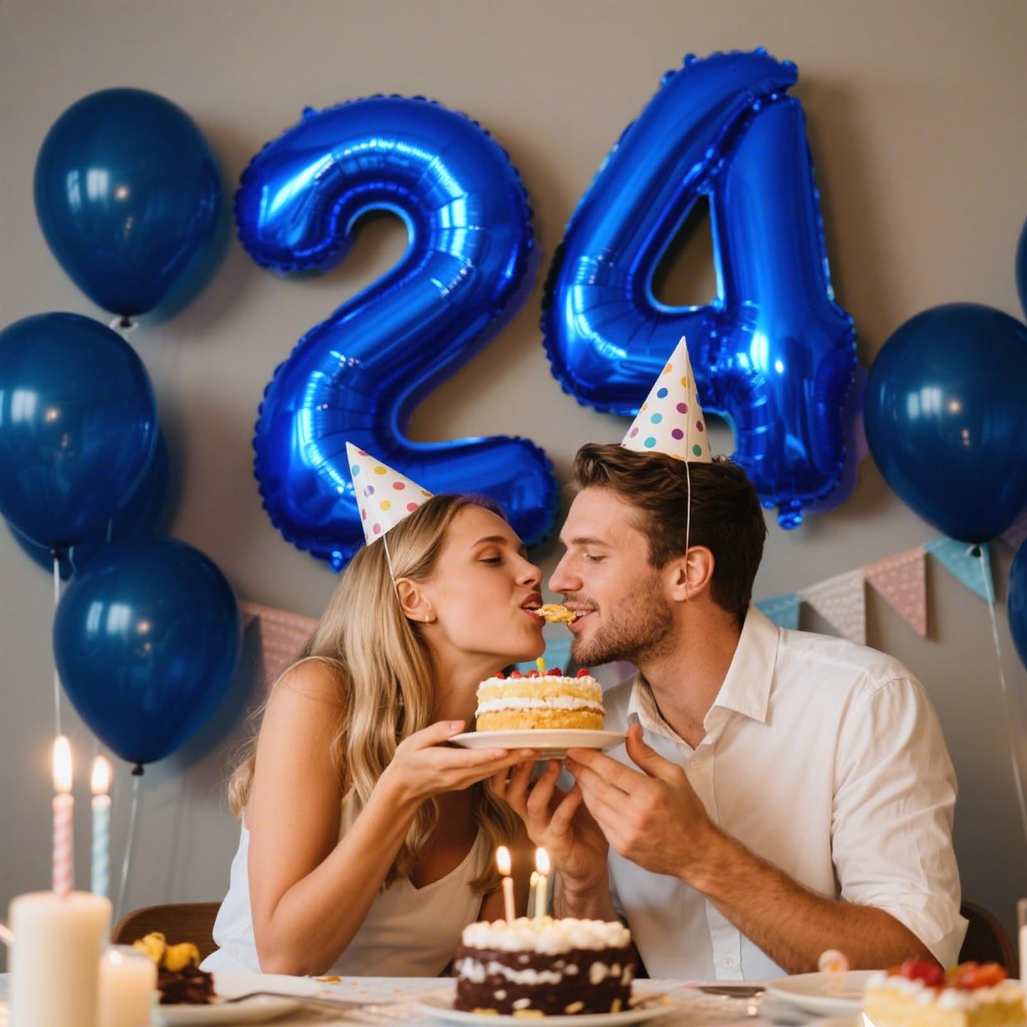 Kelfuoya 40-Inch Navy Blue Number 24 Balloon – Jumbo Mylar Foil Balloon for 24th Birthday and Anniversary
