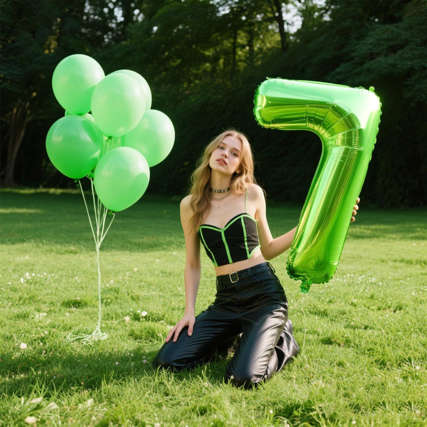 Kelfuoya 40 Inch Light Green Number 7 Jumbo Mylar Foil Balloon – First Birthday, Wedding & Anniversary Party Decor