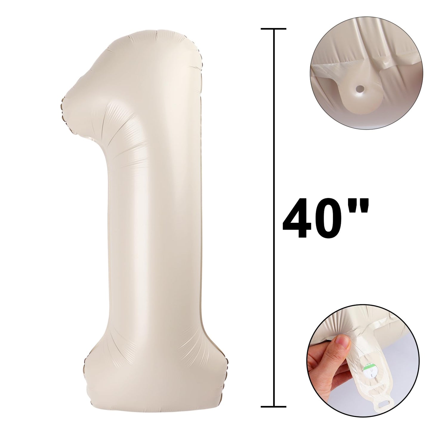 Kelfuoya 40-Inch Milk White Number 1 Foil Balloon – Jumbo First Birthday & Anniversary Decor