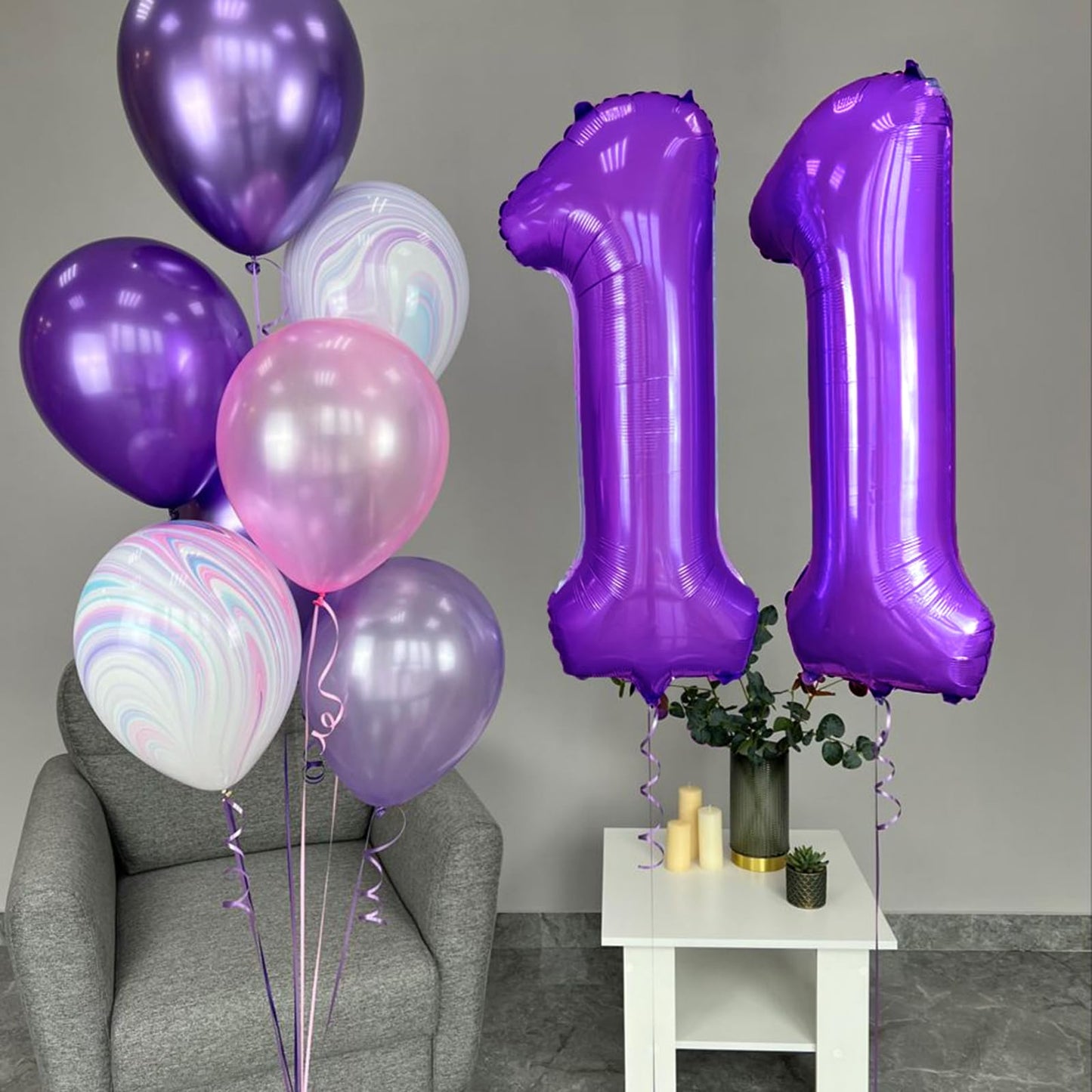 Kelfuoya 40-Inch Purple Number 11 Digital Balloon – Jumbo Mylar Foil Balloon for Birthdays & Anniversaries
