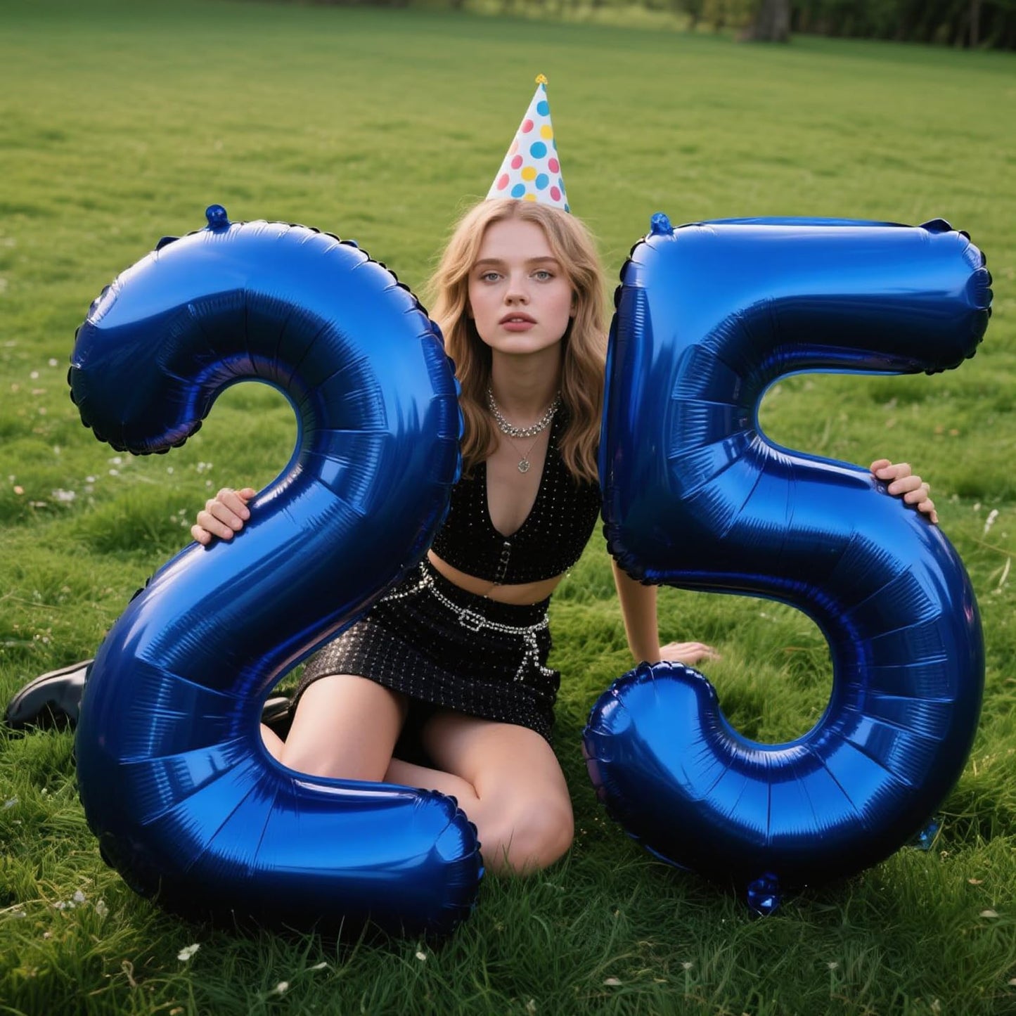 40 Inch Number 5 Balloon Jumbo Dark Blue Foil Digit by Kelfuoya