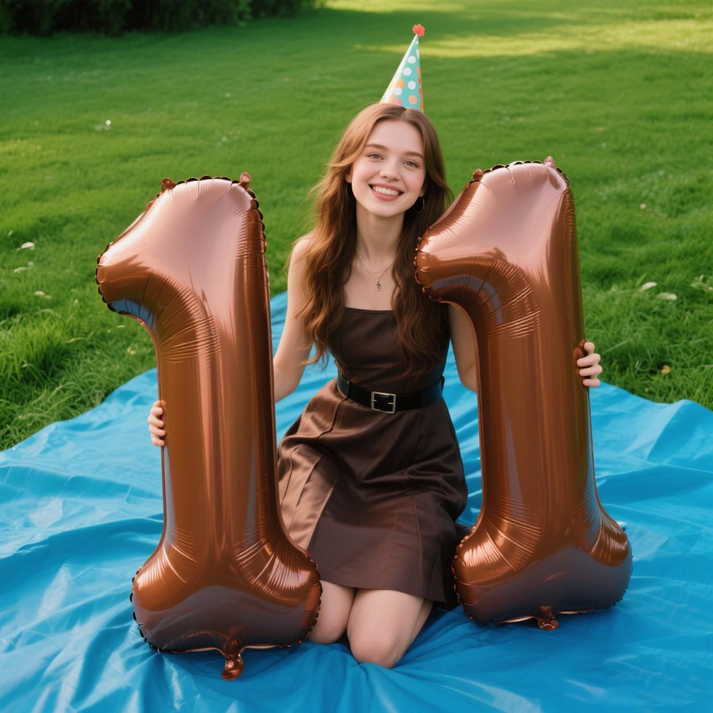 Kelfuoya 40-Inch Dark Brown Number 11 Foil Balloon – Jumbo Mylar Balloon for 11th Birthday & Anniversary
