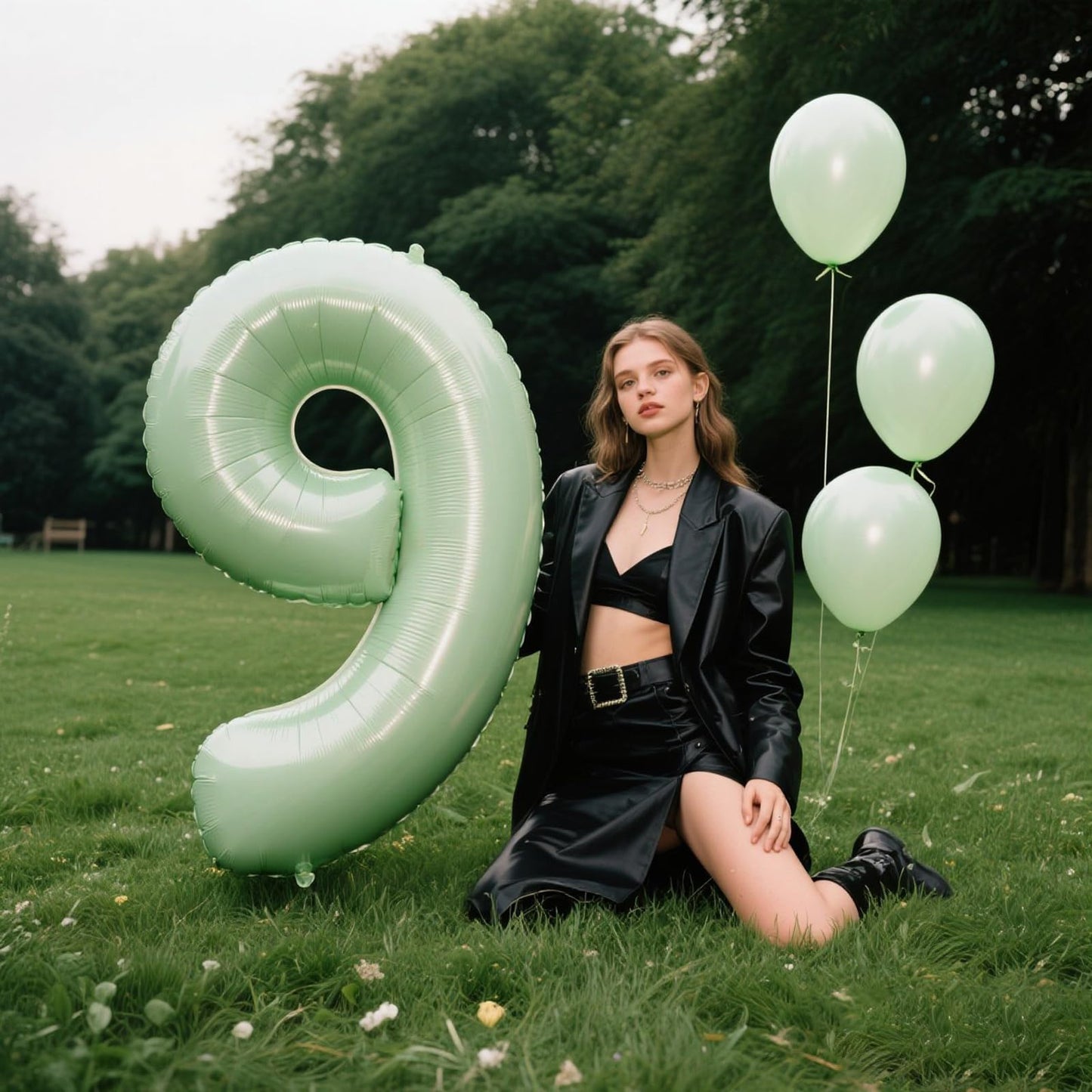 Kelfuoya 40 Inch Olive Green Number 9 Balloon – Jumbo Mylar Foil Helium Balloon for Birthdays & Milestones