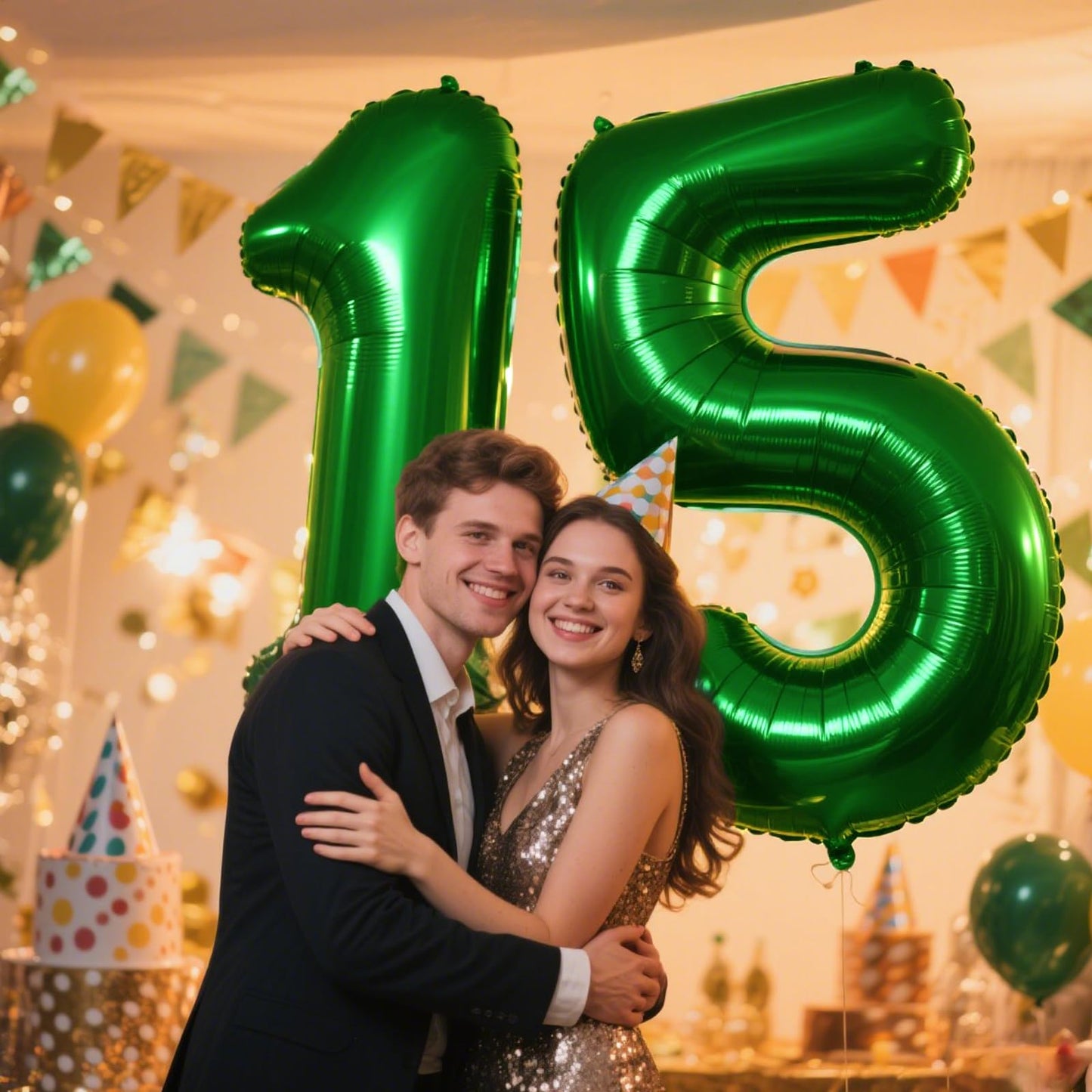 Kelfuoya 40-Inch Green Number 15 Balloon – Jumbo Mylar Foil Balloon for Birthday & Anniversary