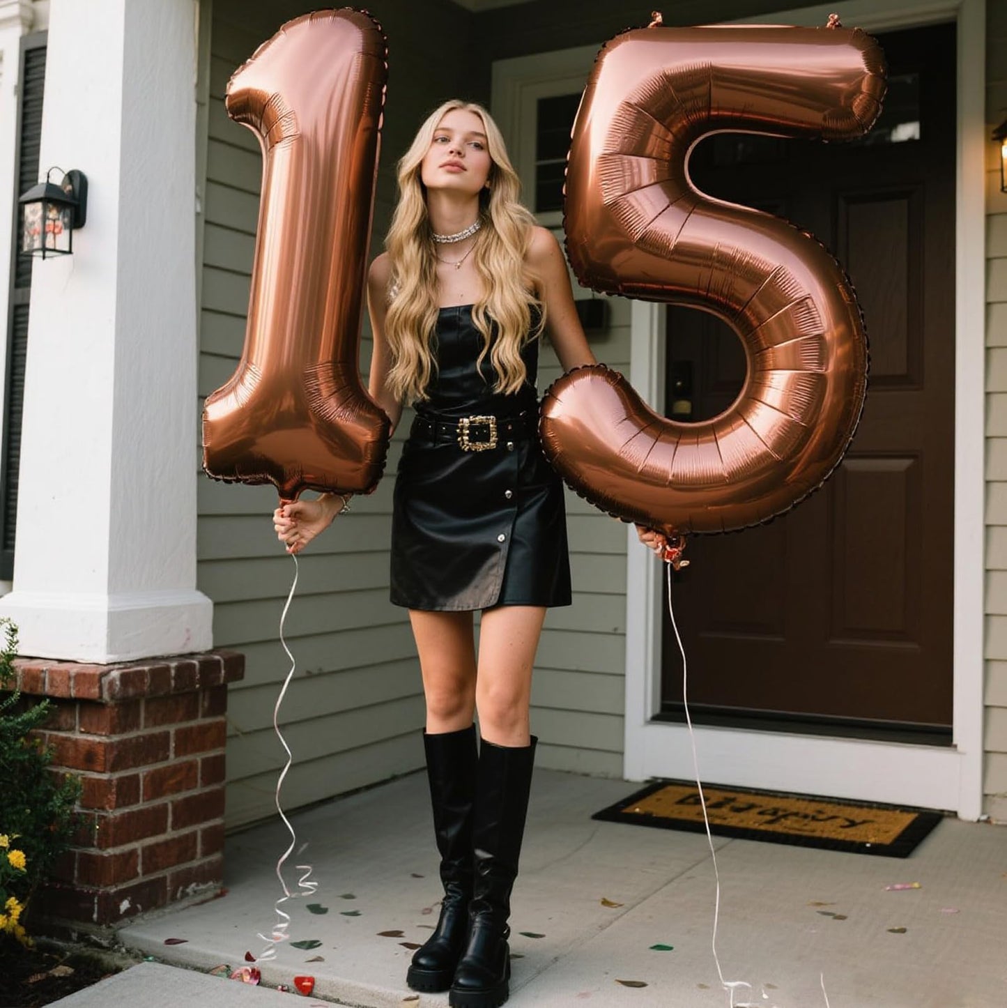 Kelfuoya 40-Inch Dark Brown Number 15 Balloon – Jumbo Mylar Foil for 15th Birthday & Anniversary