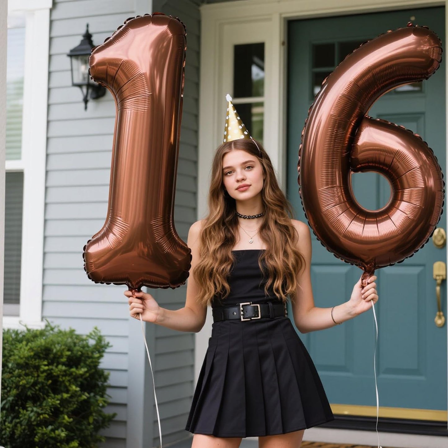 Kelfuoya 40-Inch Dark Brown Number 16 Balloon | Jumbo Mylar Foil Helium Balloon for 16th Birthday & Anniversary