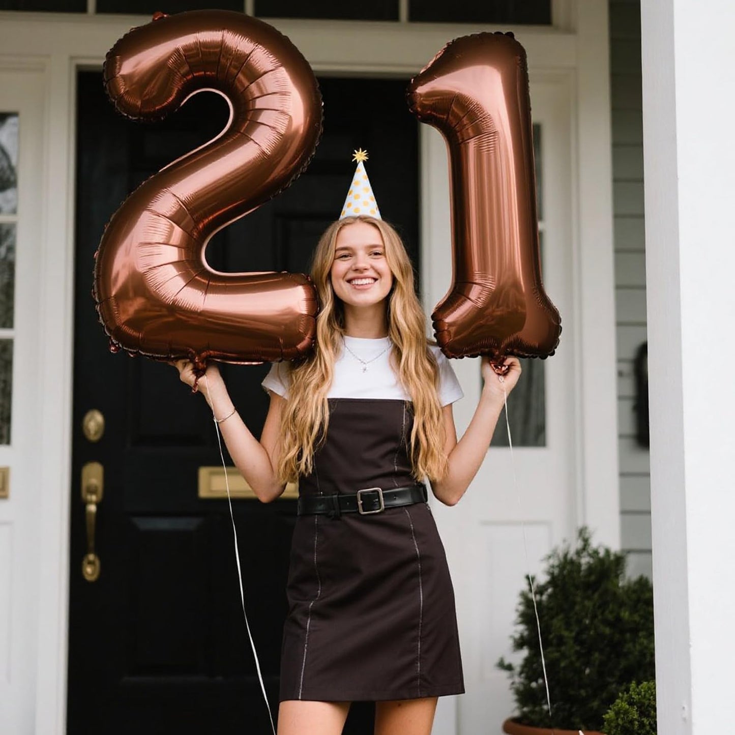 Kelfuoya 40-Inch Dark Brown Number 21 Foil Balloon | 21st Birthday & Anniversary Party Decor