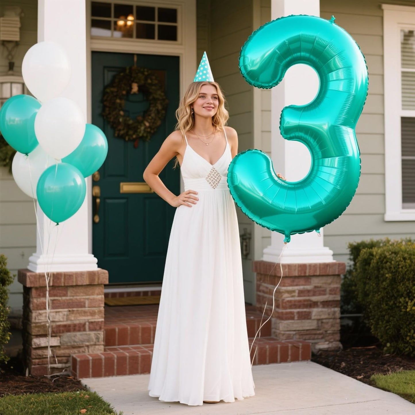 40-Inch Teal Blue Number 3 Balloon – Jumbo Mylar Foil Party Balloon | Kelfuoya