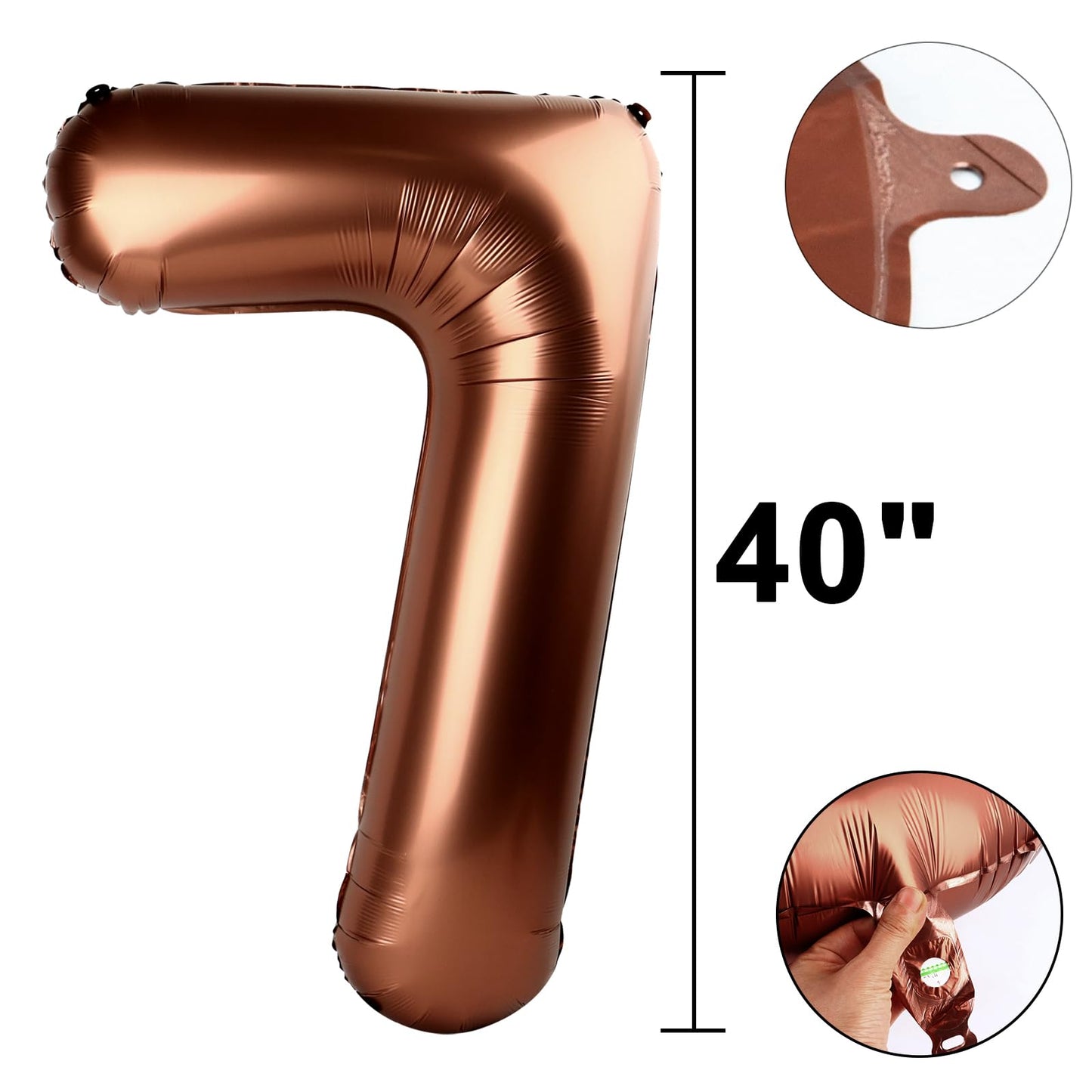 Kelfuoya 40-Inch Dark Brown Number 7 Jumbo Mylar Foil Balloon for Birthdays, Anniversaries, Weddings & Parties