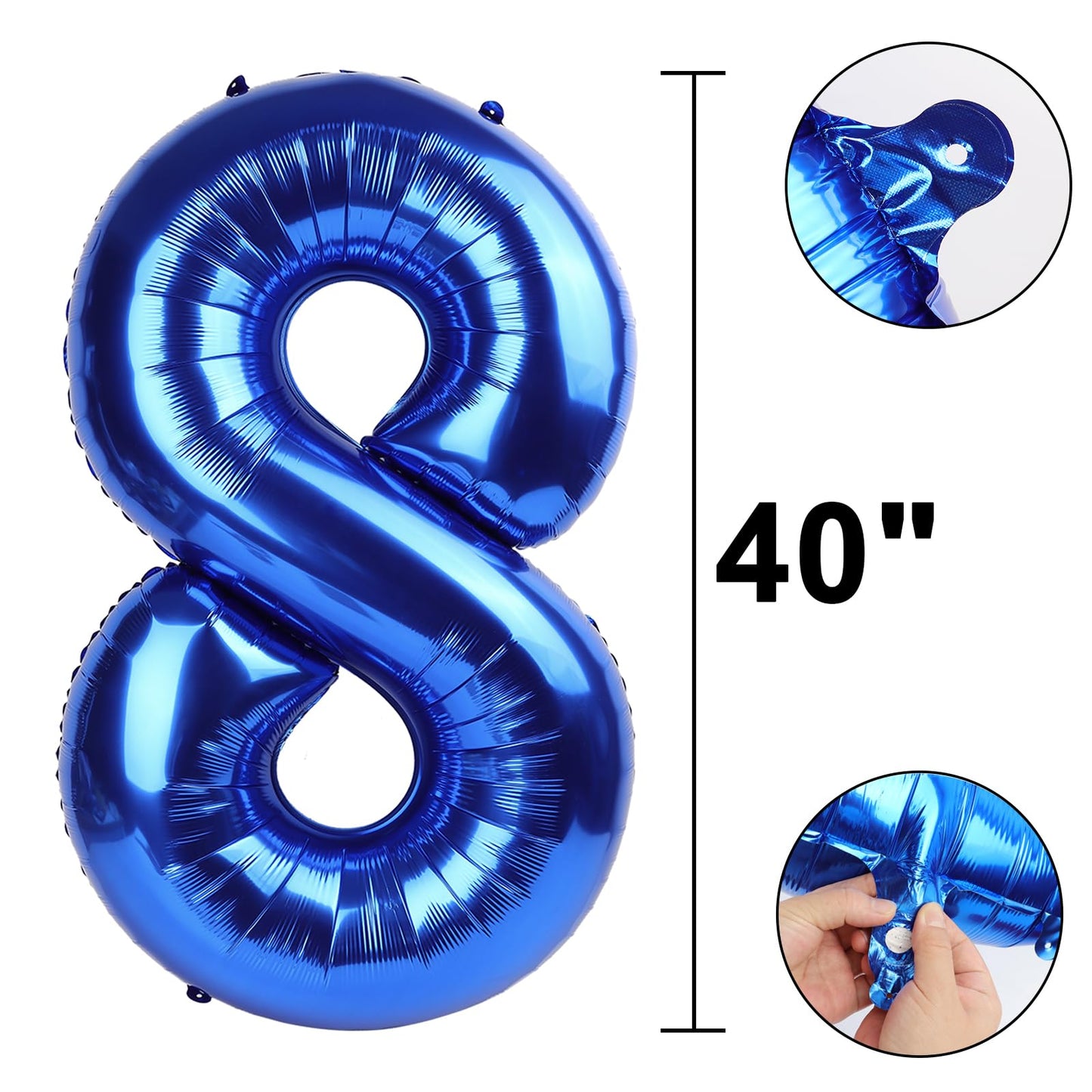 Kelfuoya 40-Inch Number 8 Balloon – Navy Blue Jumbo Foil Digit for Graduation, Birthday, and Anniversary Parties