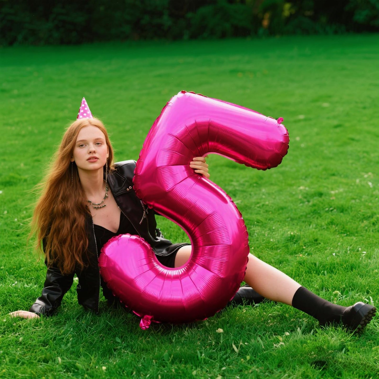 Kelfuoya Rose Red Number 5 Balloon – 40-Inch Giant Hot Pink Foil Balloon for Birthdays & Celebrations