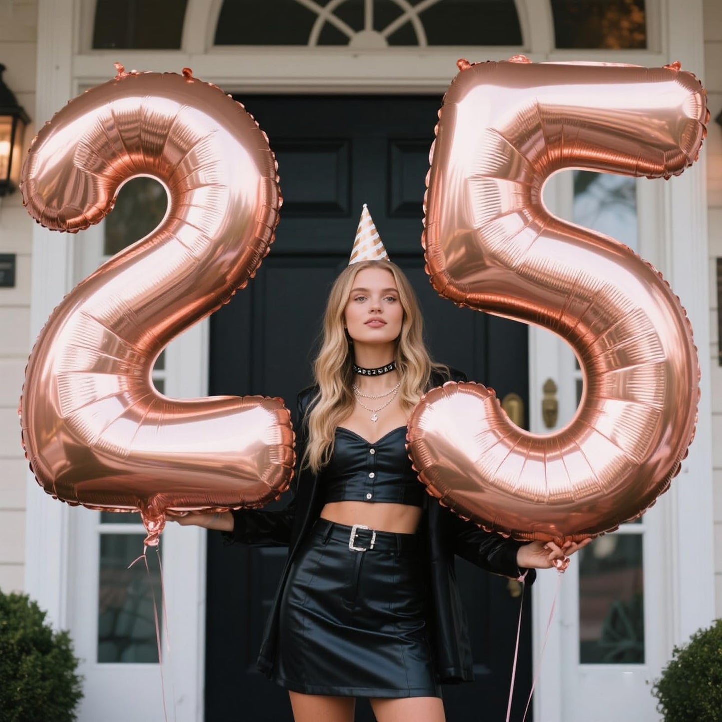 Kelfuoya Rose Gold Number 5 Balloons – 40-Inch Giant Foil Mylar, Champagne Gold for Birthdays & Anniversaries