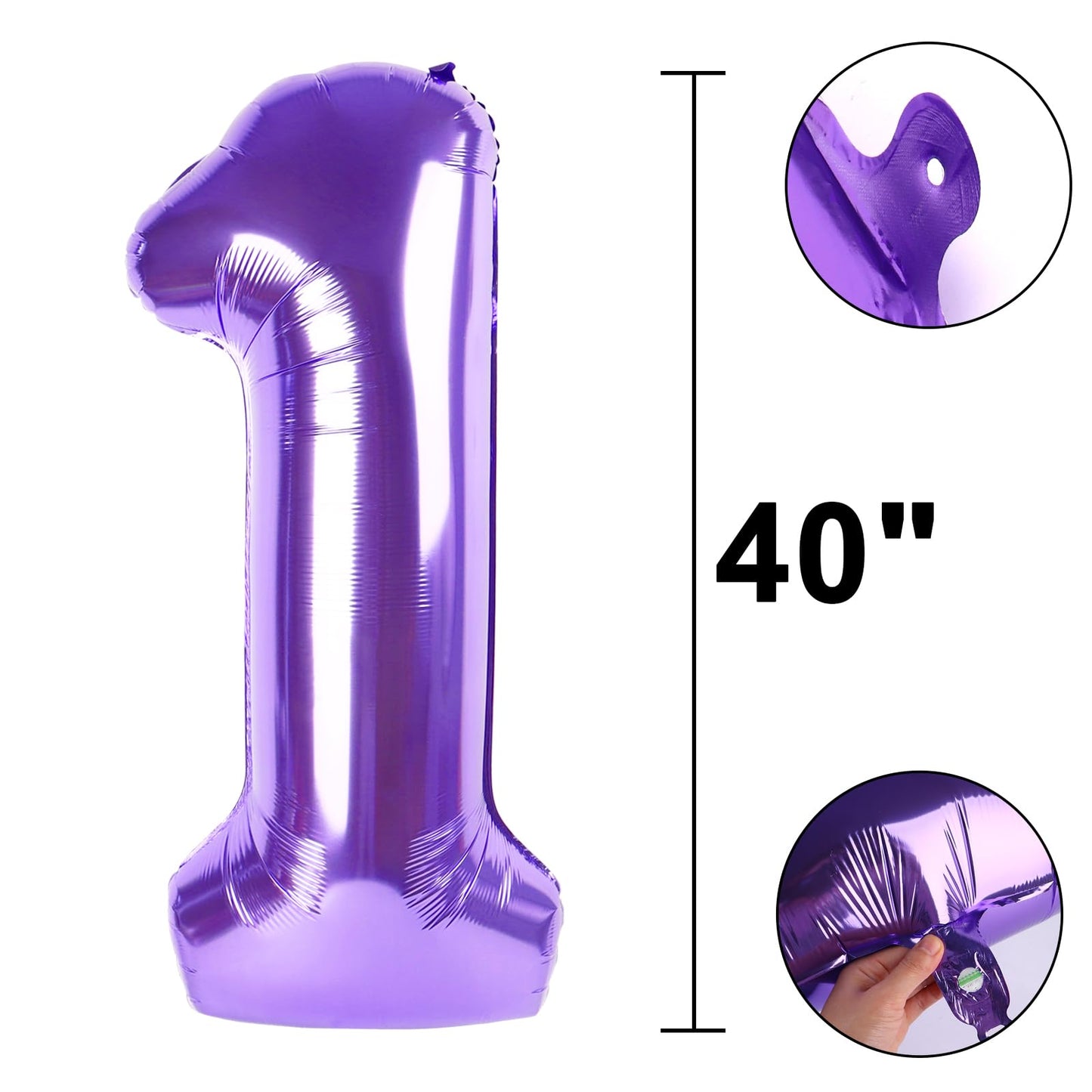 Kelfuoya 40-Inch Purple Number 1 Foil Balloon – Giant Decor for Birthdays, Anniversaries & Graduations