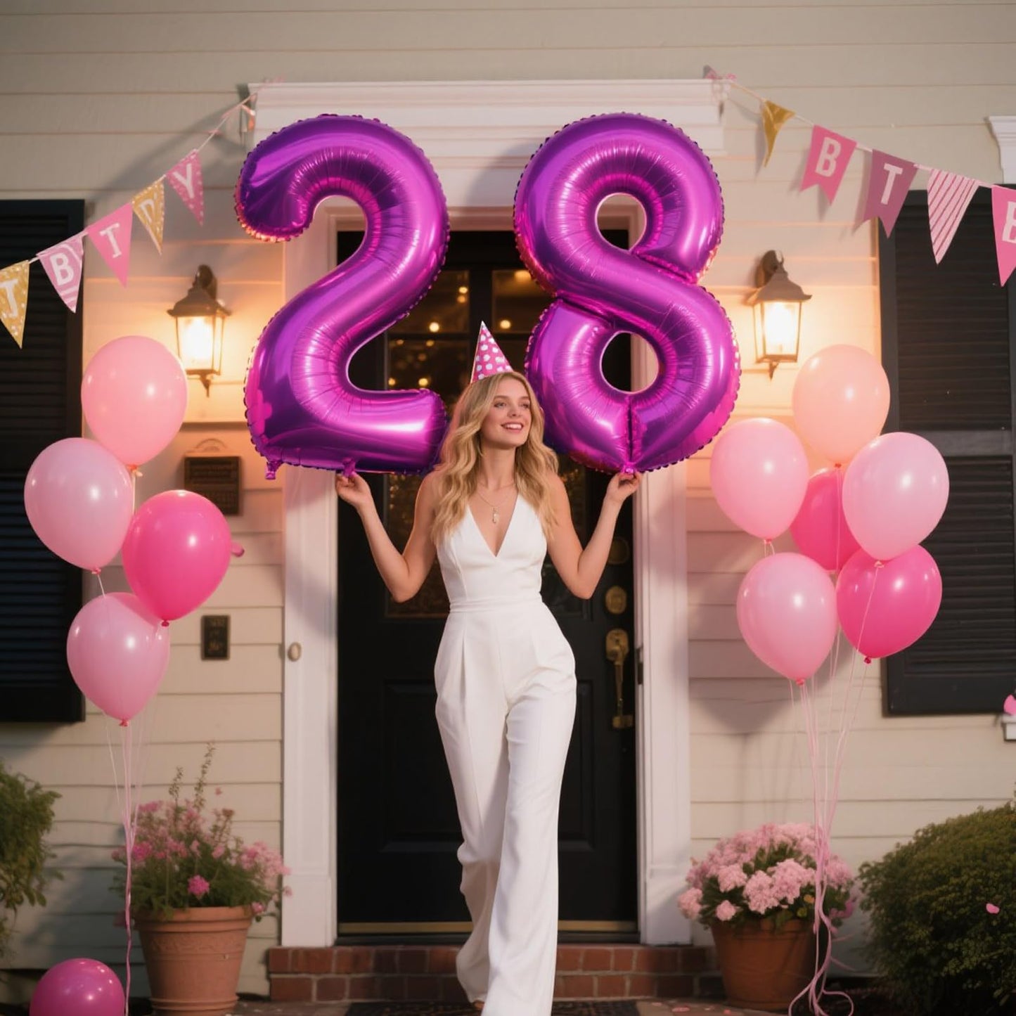 Kelfuoya 40 Inch Rose Purple 28 Balloon Numbers – Giant Foil Balloons for Birthday & Anniversary