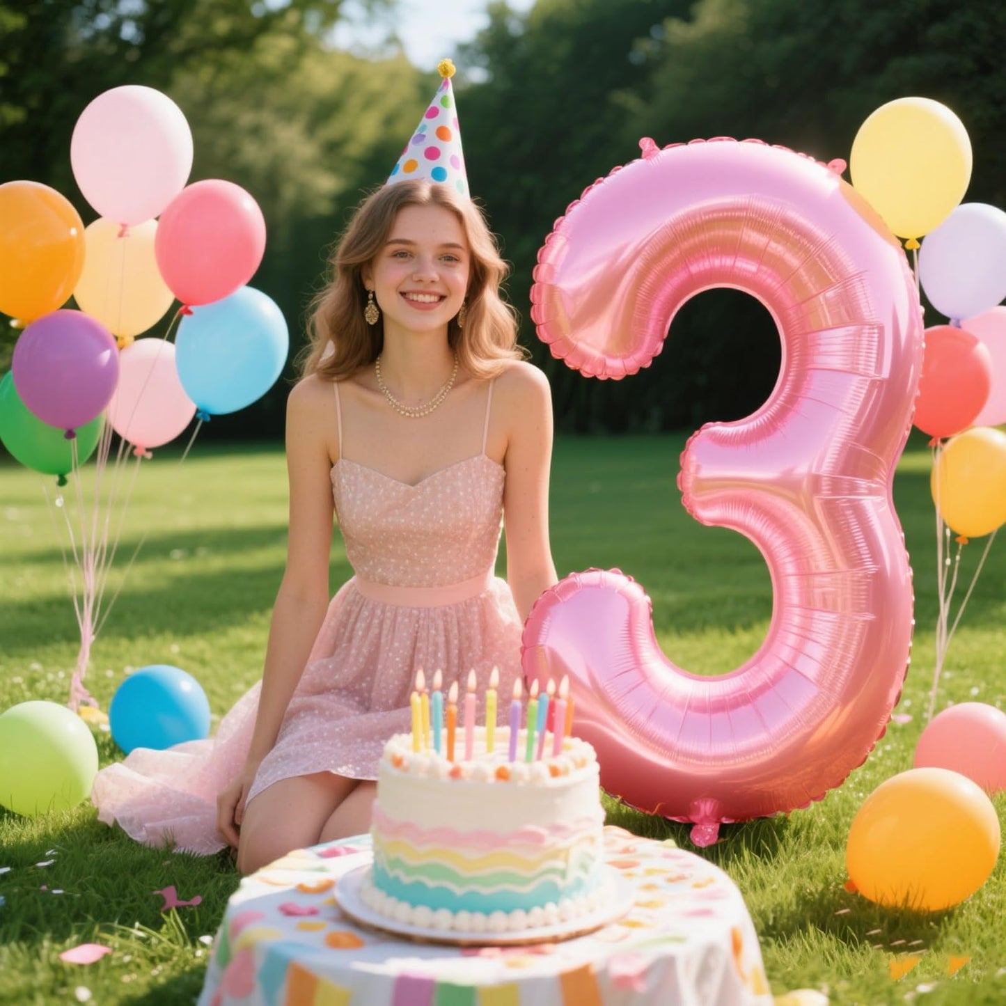 Kelfuoya 40-Inch Pearlescent Pink Number 3 Balloon – Giant Foil Mylar Party Balloon