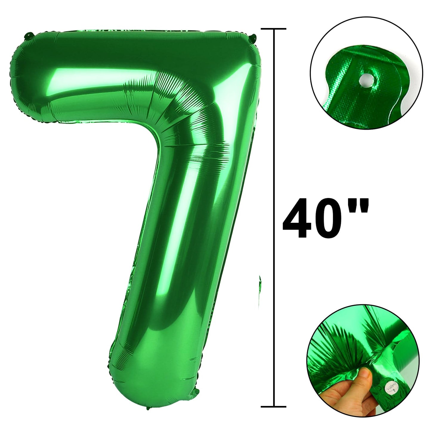 Kelfuoya 40-Inch Green 7 Number Balloon | Giant Foil Birthday & Anniversary Decor