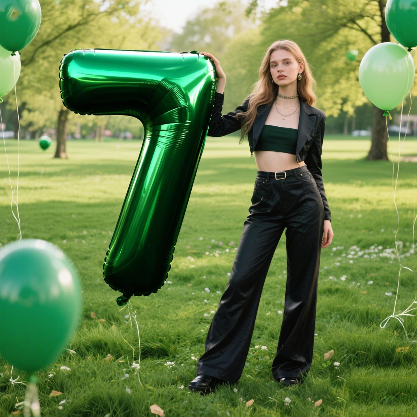 Kelfuoya 40-Inch Green 7 Number Balloon | Giant Foil Birthday & Anniversary Decor