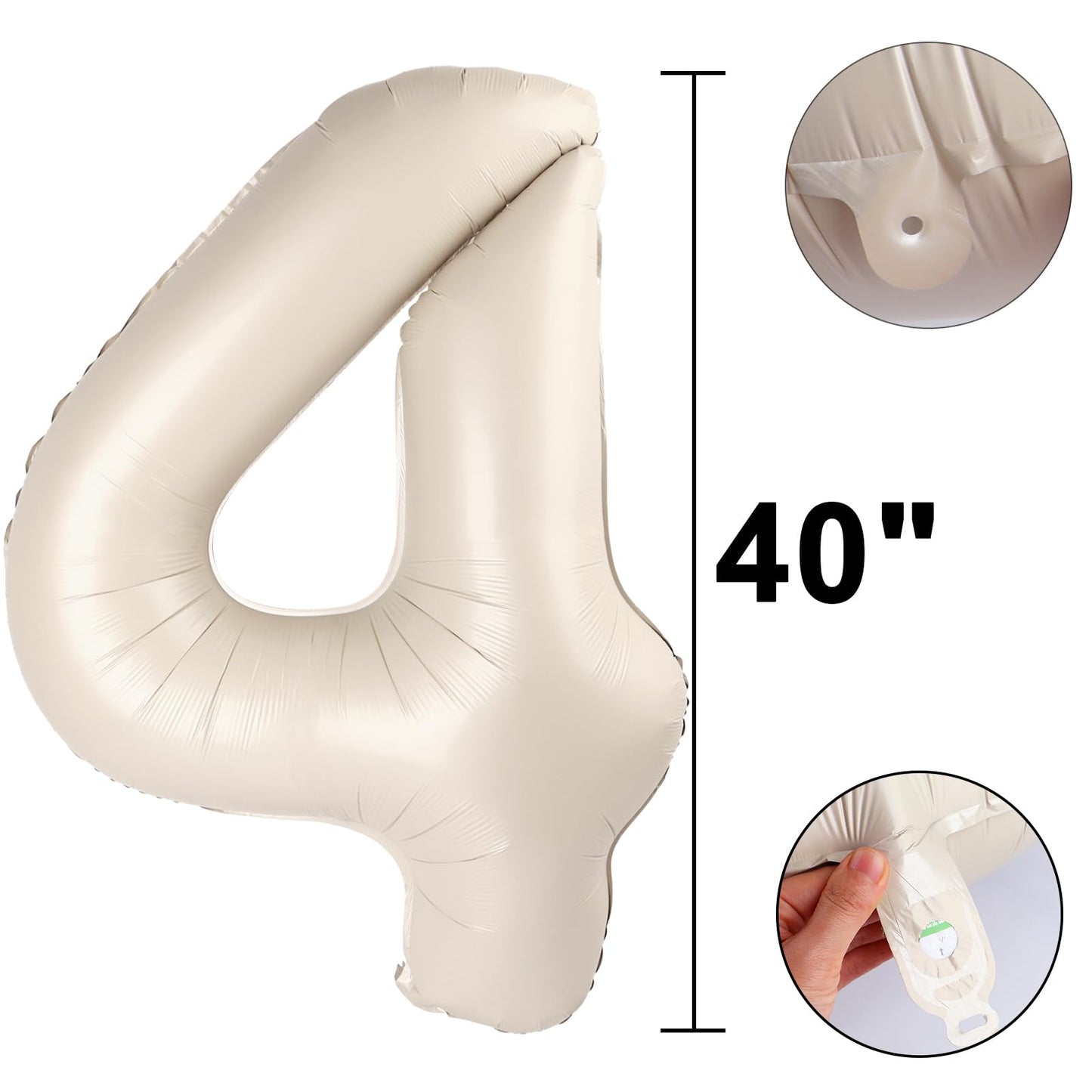 Kelfuoya 40-Inch Milk White Number Balloon – Cream Giant Foil for Birthdays & Anniversaries