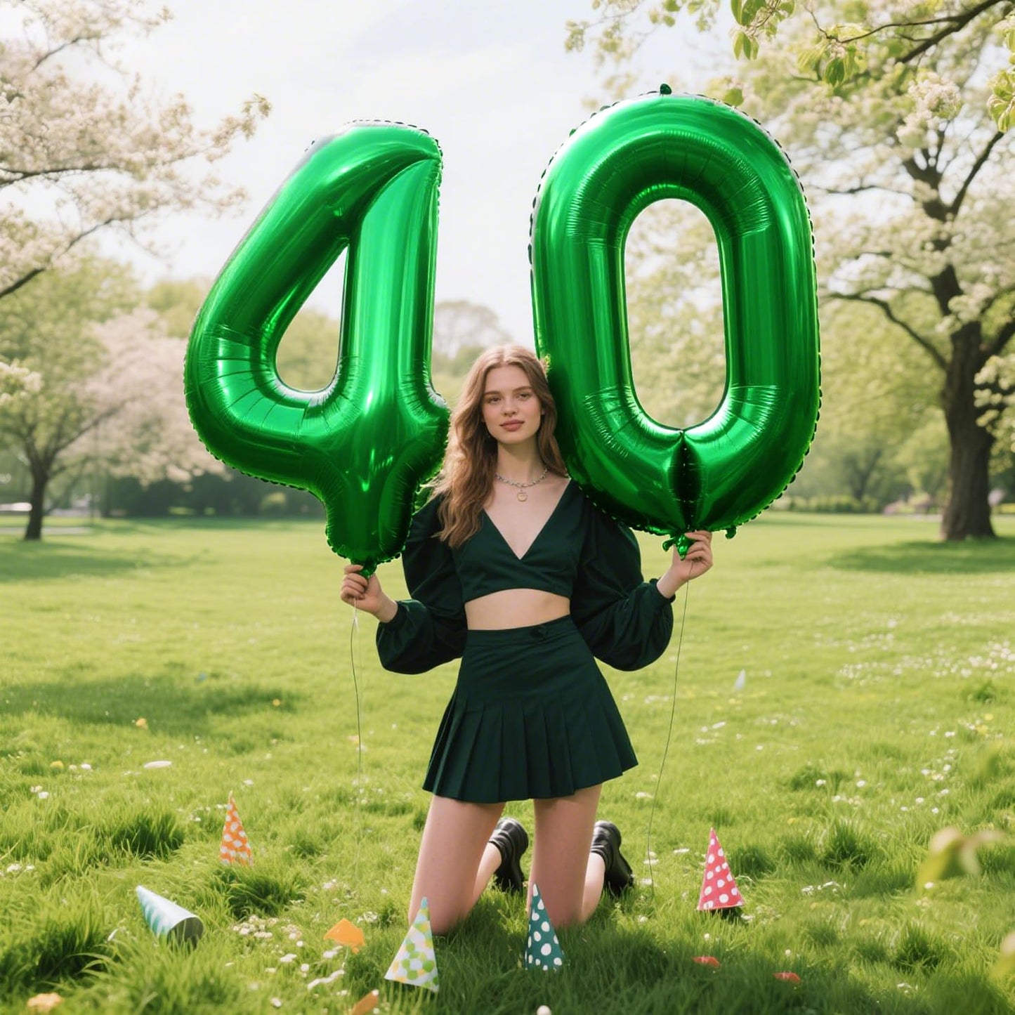 Kelfuoya 40 Inch Green 4-Number Balloon | Giant Foil Mylar Digital Balloon for Birthdays & Anniversaries