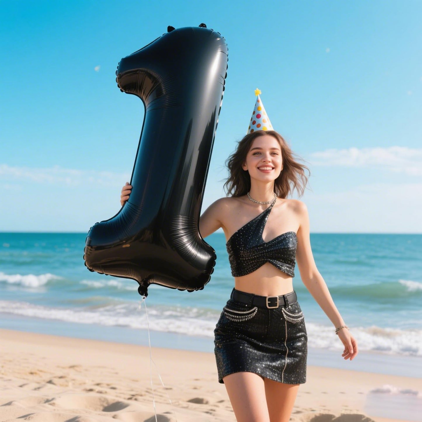 Kelfuoya 40-Inch Black Foil Number 1 Balloon | Giant Mylar Birthday & Anniversary Decor