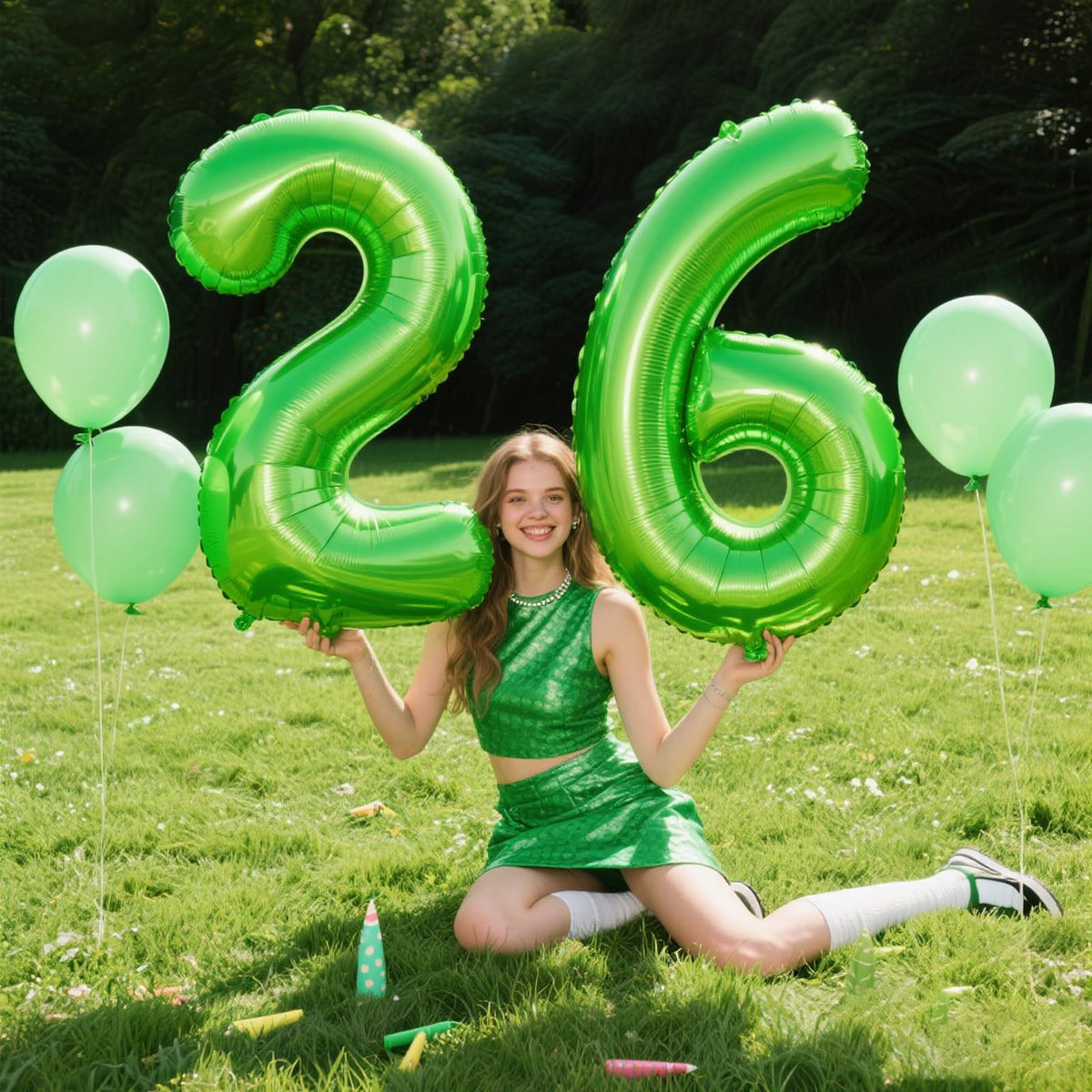 Kelfuoya 40 Inch Light Green Number 2 Balloon – Giant Foil Mylar Balloon for 12th Birthday & Anniversary Events