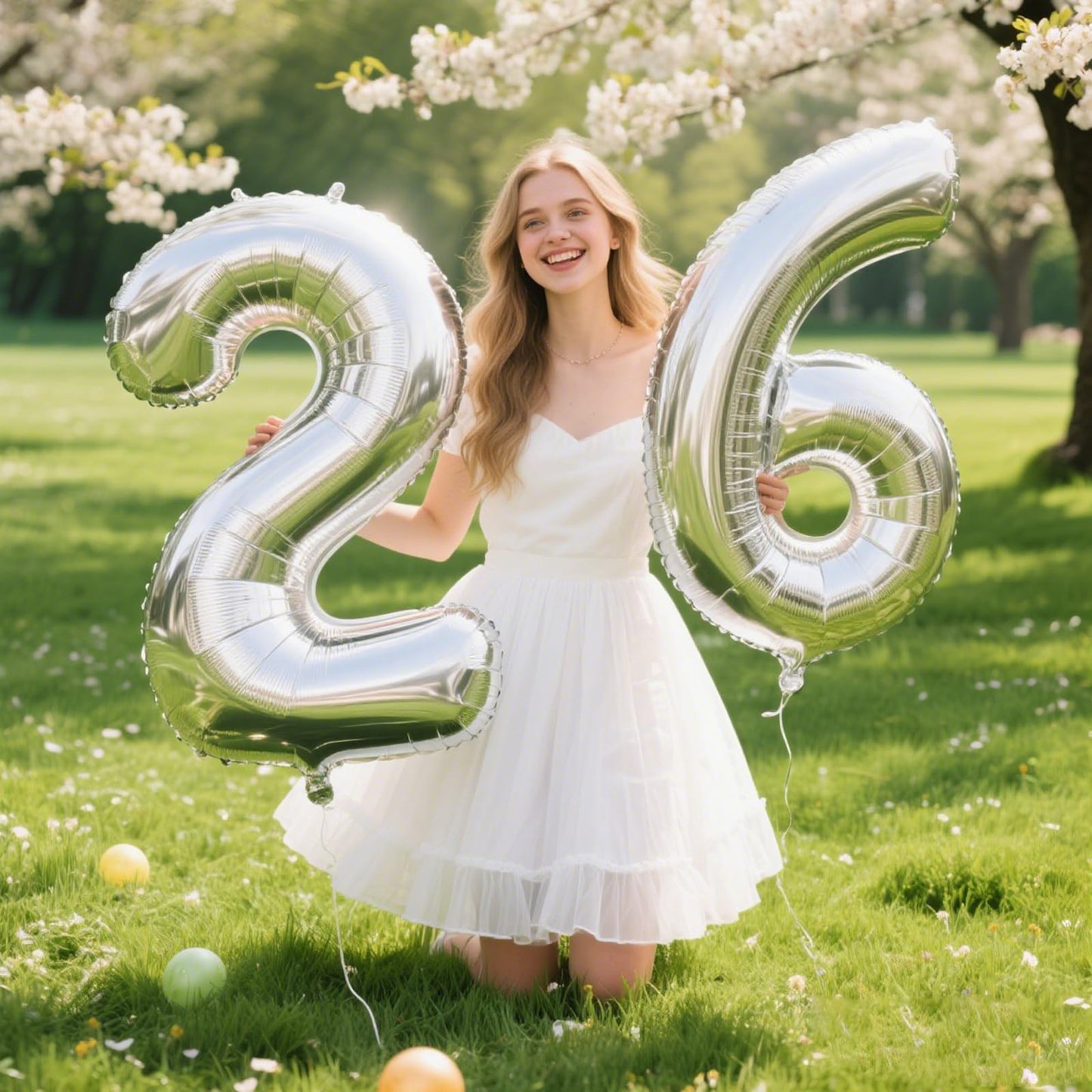 Kelfuoya 40-Inch Silver Number 26 Digital Balloon – Jumbo Mylar Birthday & Anniversary Decor