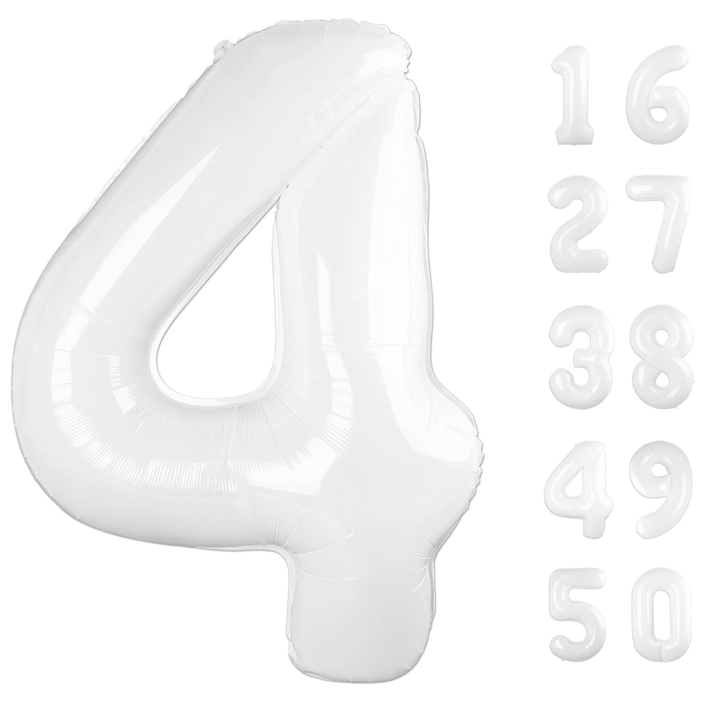 Kelfuoya 40 Inch White Number 4 Balloon – Giant Mylar Foil Birthday and Anniversary Decor