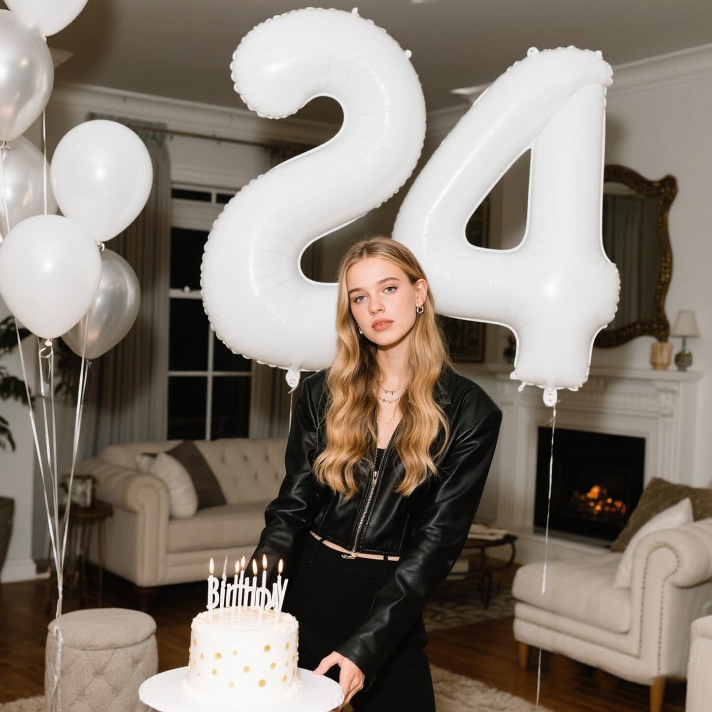 Kelfuoya 40 Inch White Number 4 Balloon – Giant Mylar Foil Birthday and Anniversary Decor