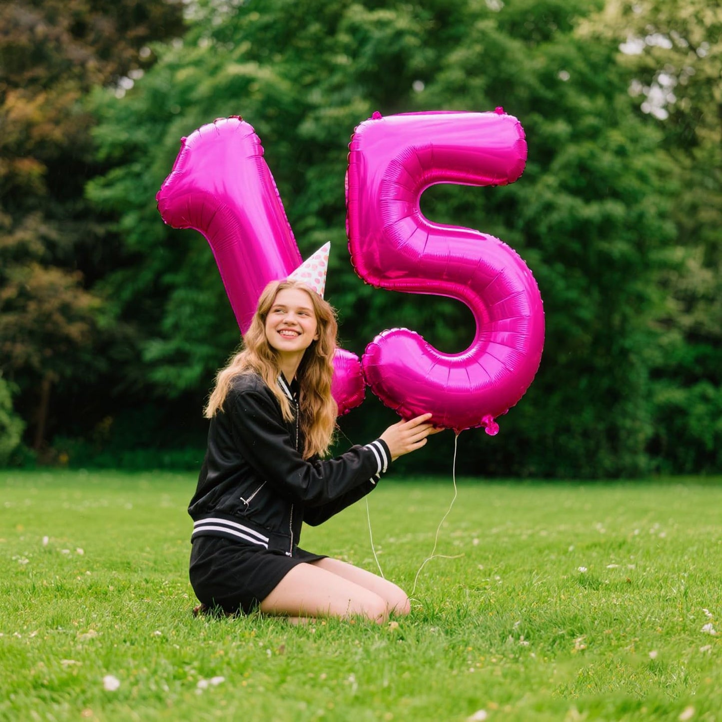 Kelfuoya Rose Red Number 5 Balloon – 40-Inch Giant Hot Pink Foil Balloon for Birthdays & Celebrations