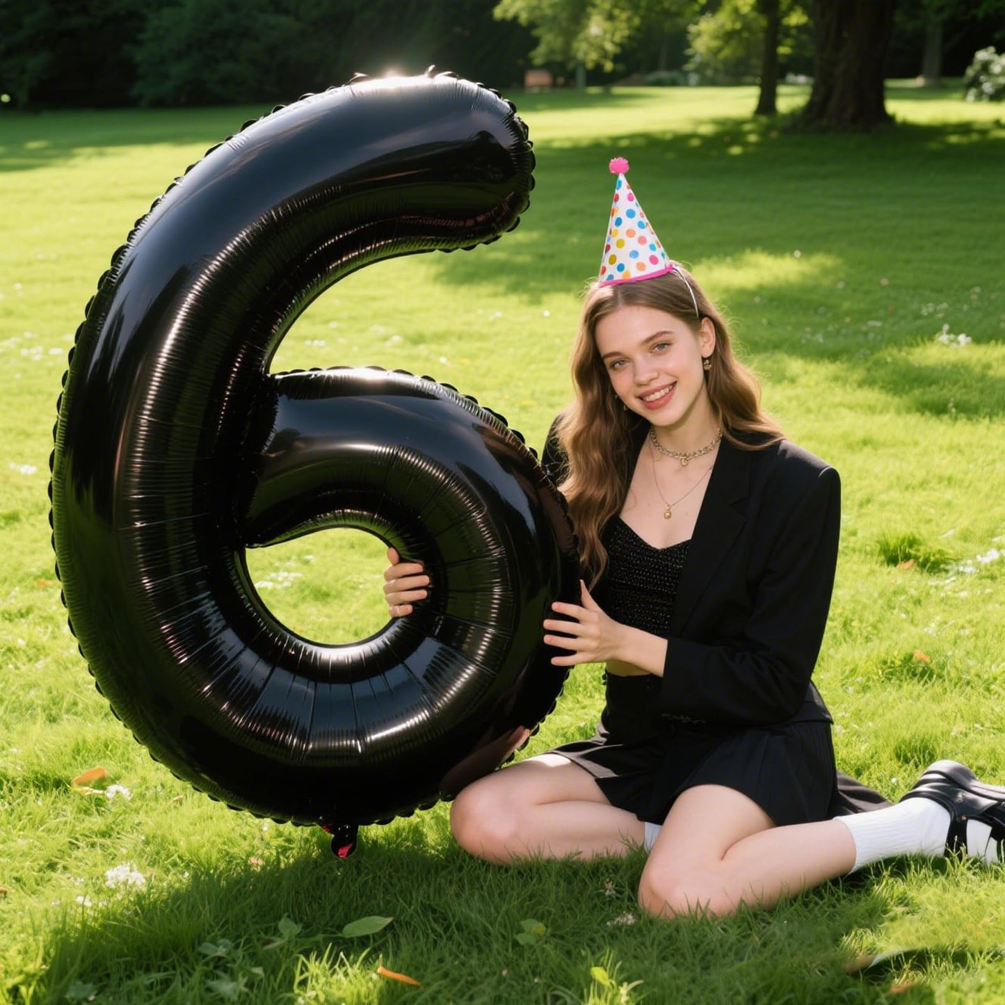 Kelfuoya 40-Inch Black Number 6 Foil Balloon — Giant Birthday & Anniversary Decor